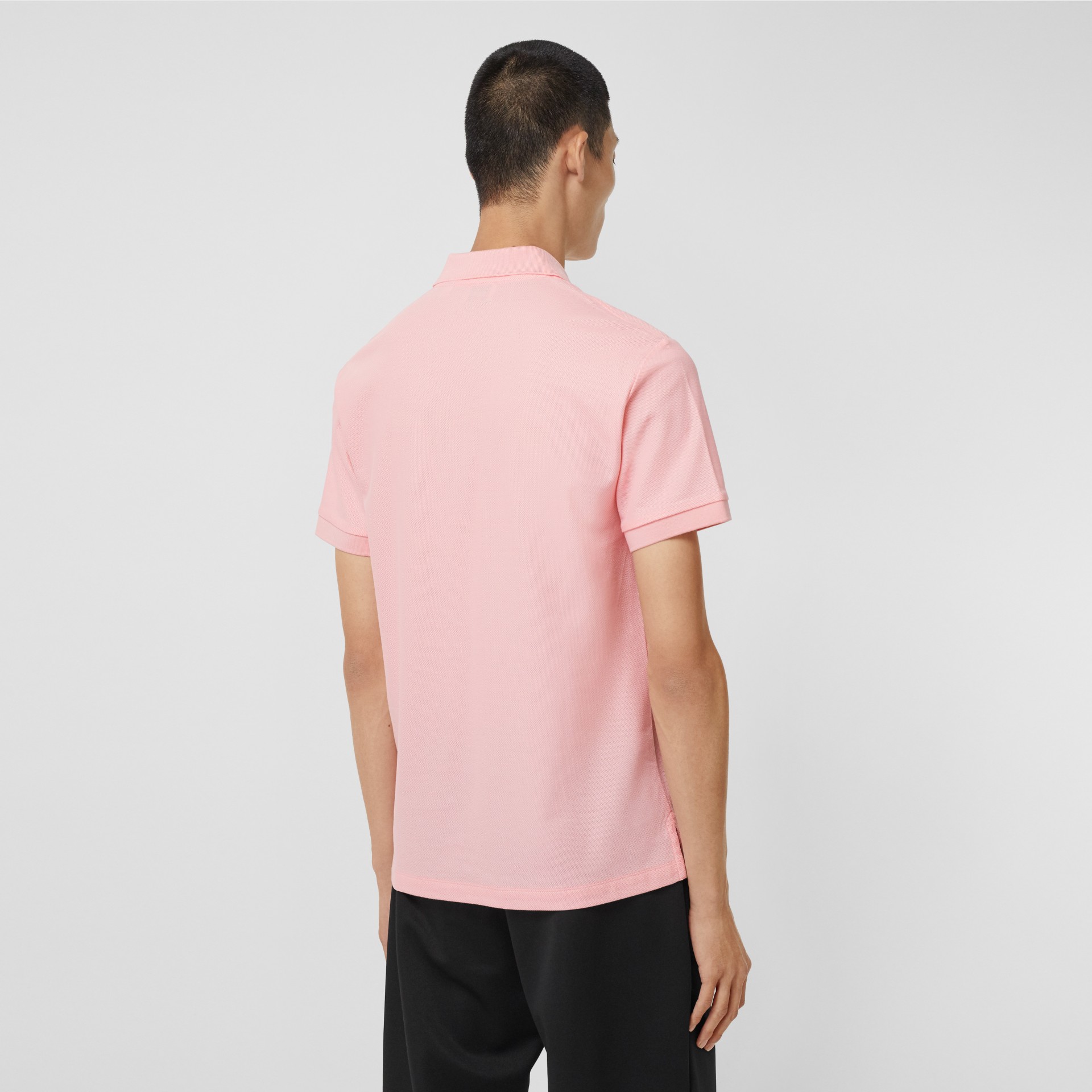 Monogram Motif Cotton Piqué Polo Shirt in Candy Pink - Men | Burberry ...
