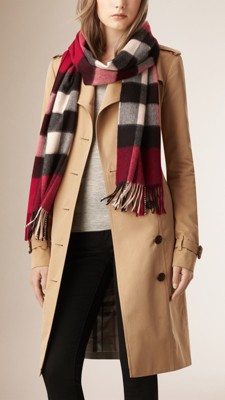 Giant Exploded Check Cashmere Scarf Parade Red | Burberry