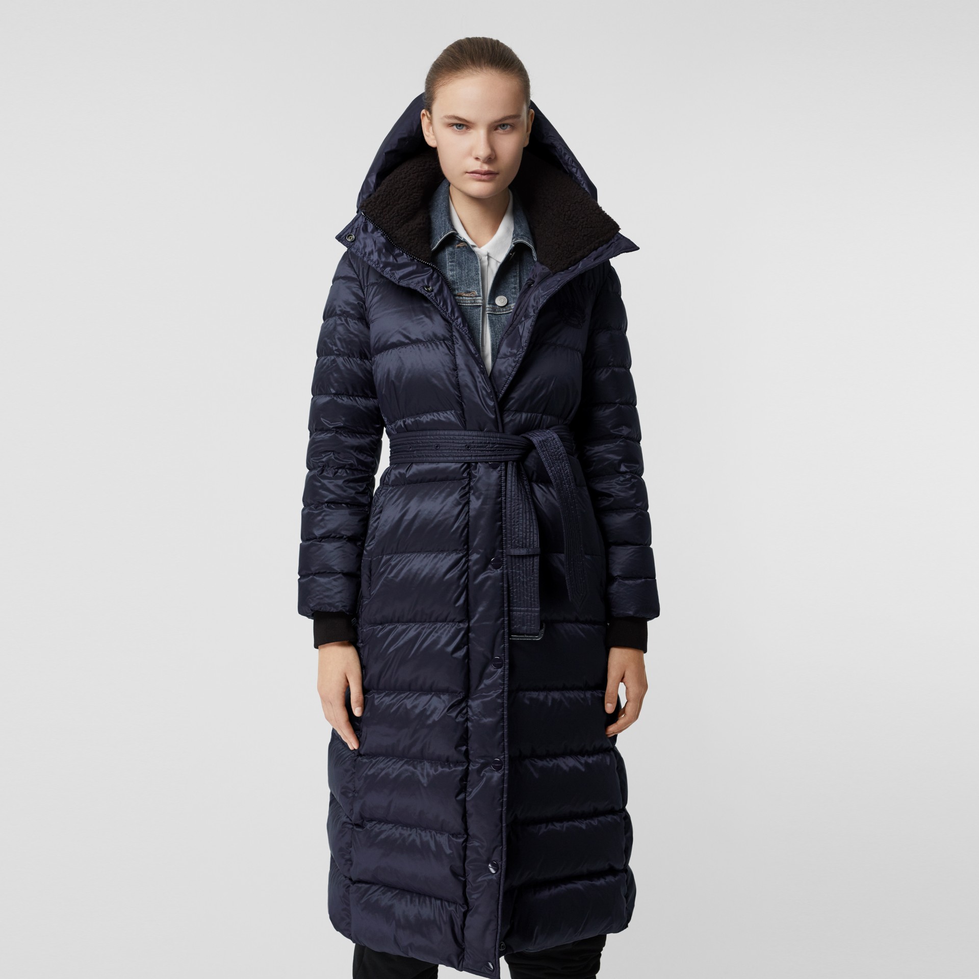 Down-filled Hooded Puffer Coat in Navy - Women | Burberry United States