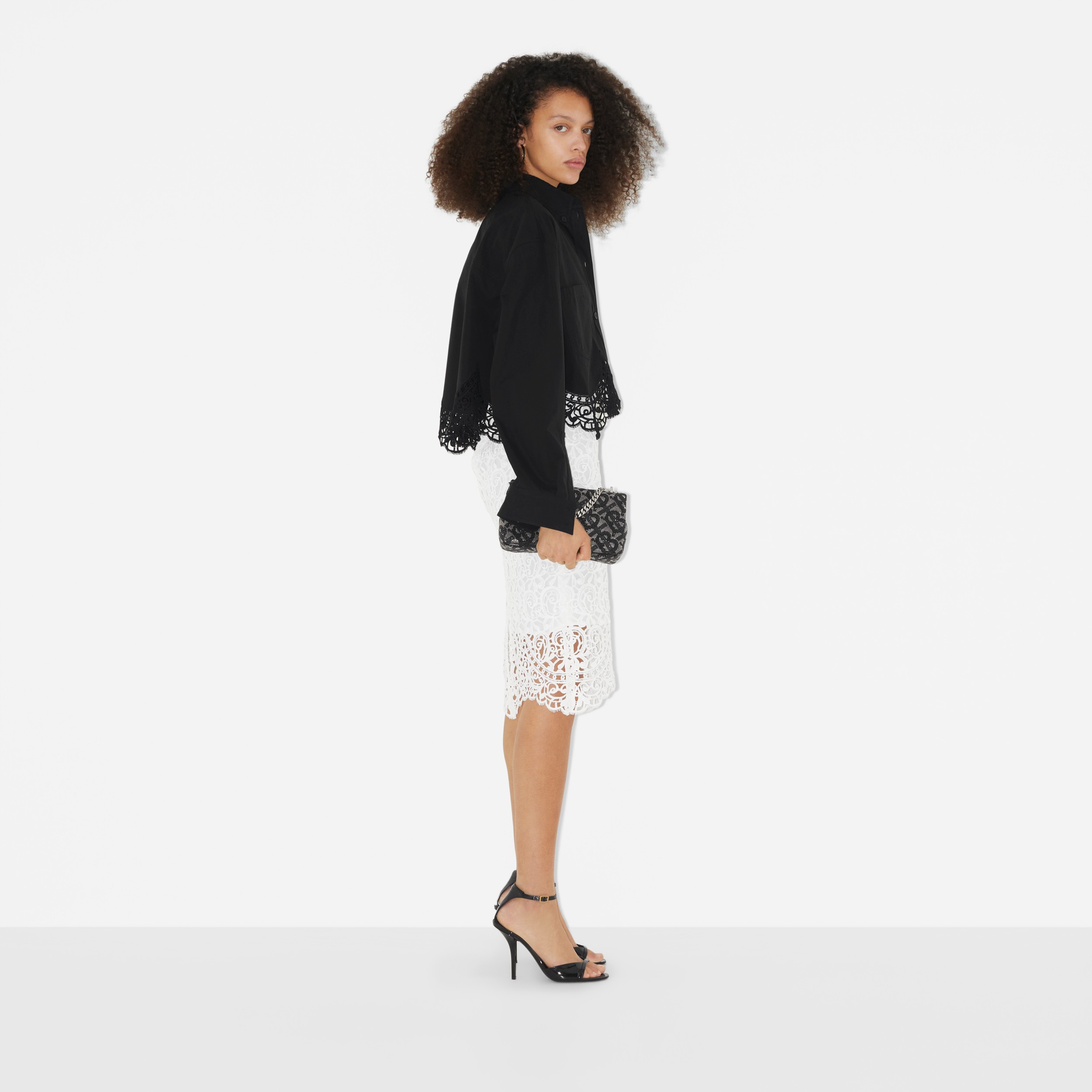 Macramé Lace Pencil Skirt in Optic White - Women | Burberry® Official