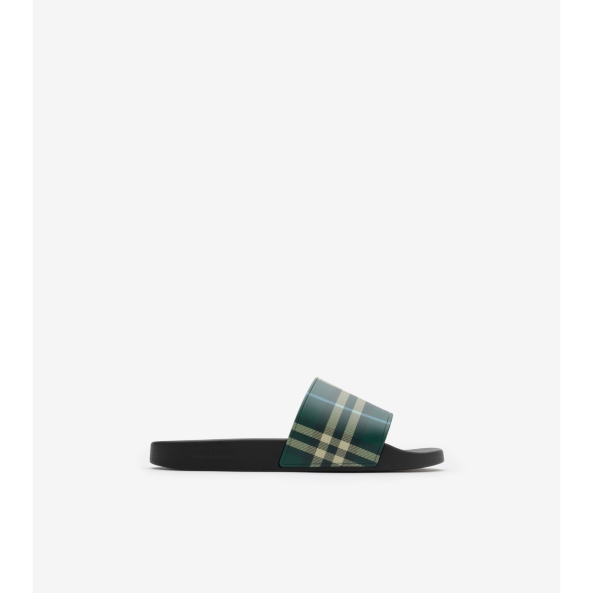Burberry Green Check Pool Slides In Leaf
