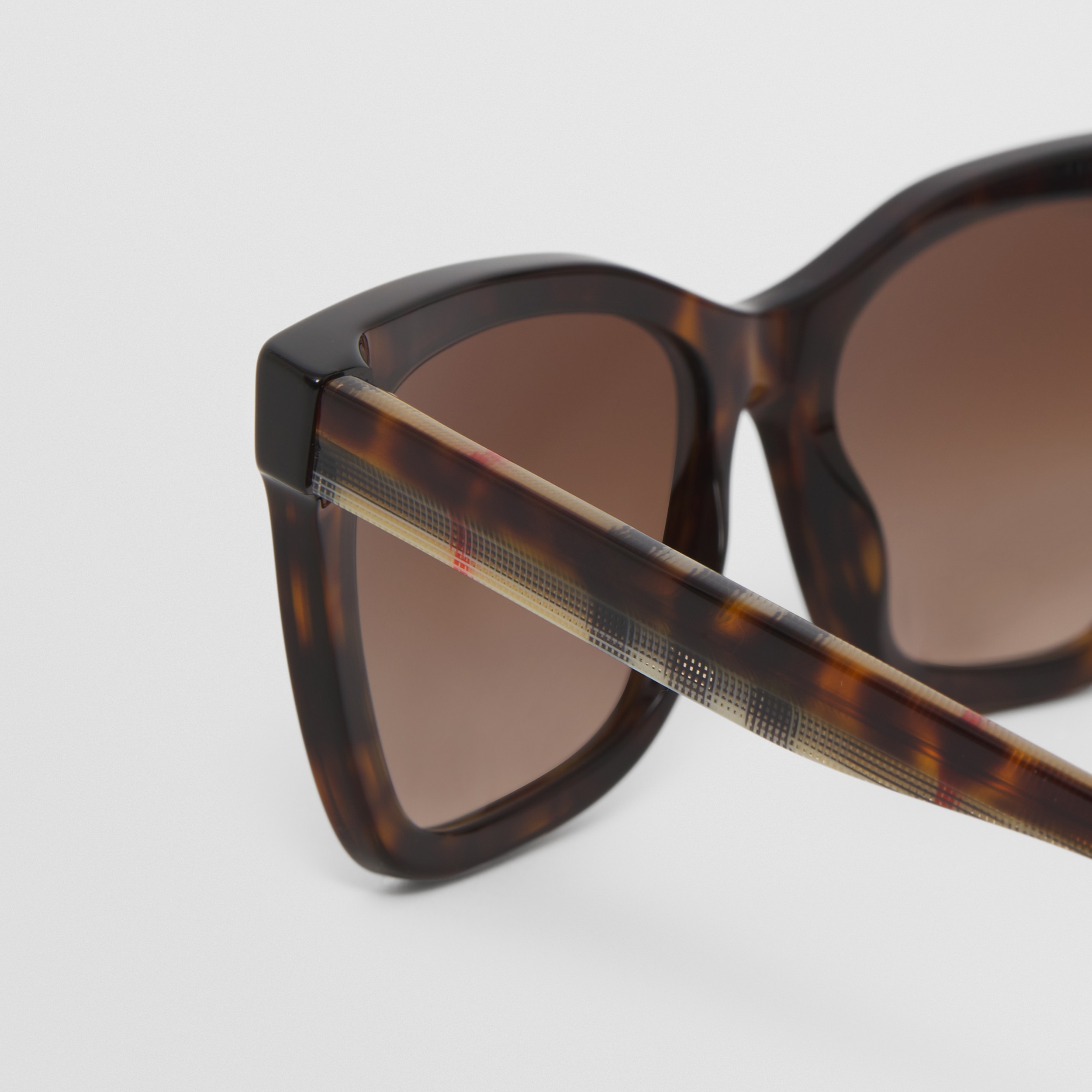 Check Detail Square Frame Sunglasses in Tortoiseshell/beige - Women | Burberry® Official - 2