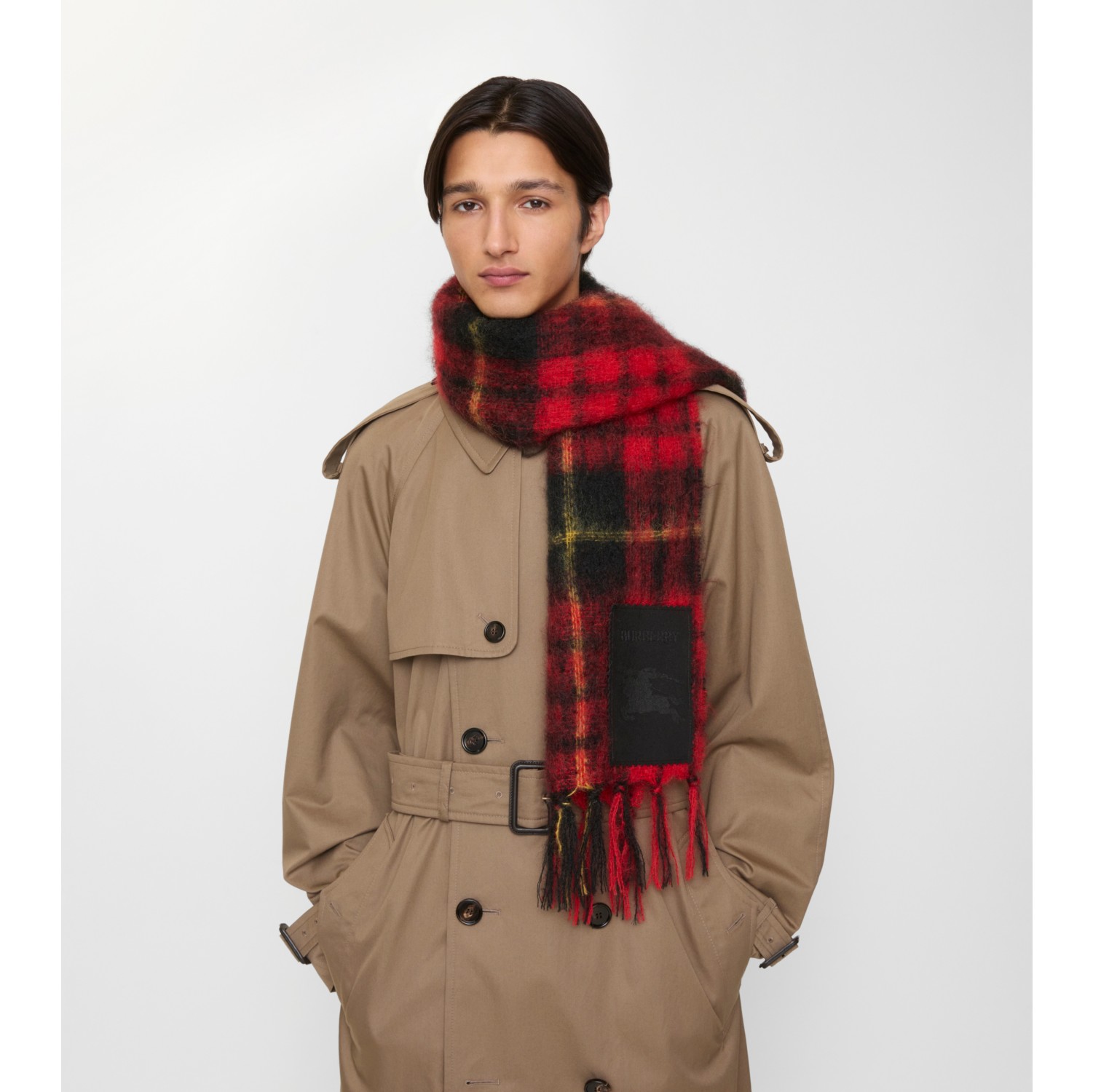 Check Mohair Wool Scarf