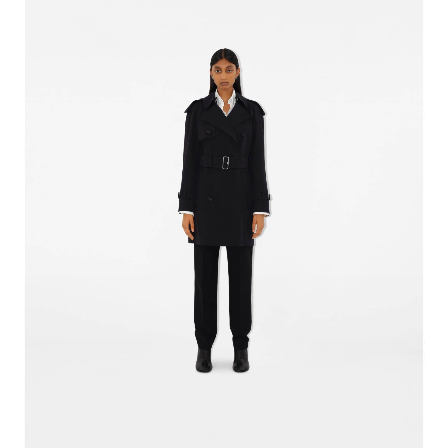 Short Gabardine Trench Coat