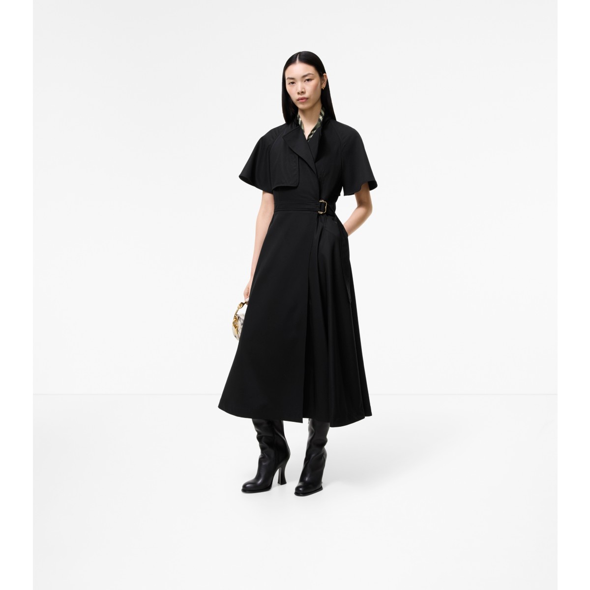  Check Twill Wrap Dress