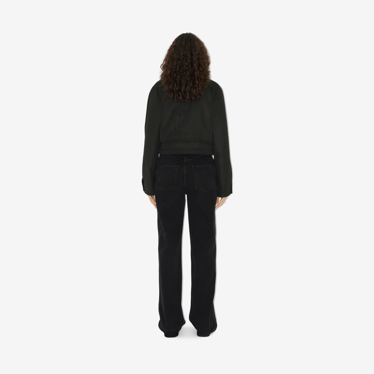 Chaqueta corta en algodón encerado (Negro) - Mujer | Burberry® oficial
