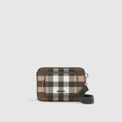 brown check crossbody bag