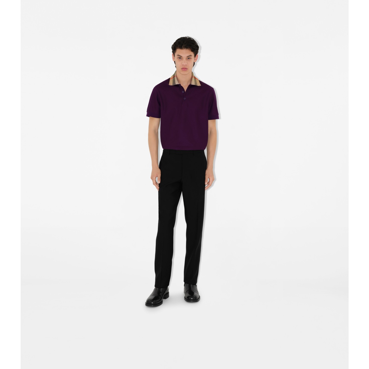 Cotton Polo Shirt in Pansy Men Burberry Official