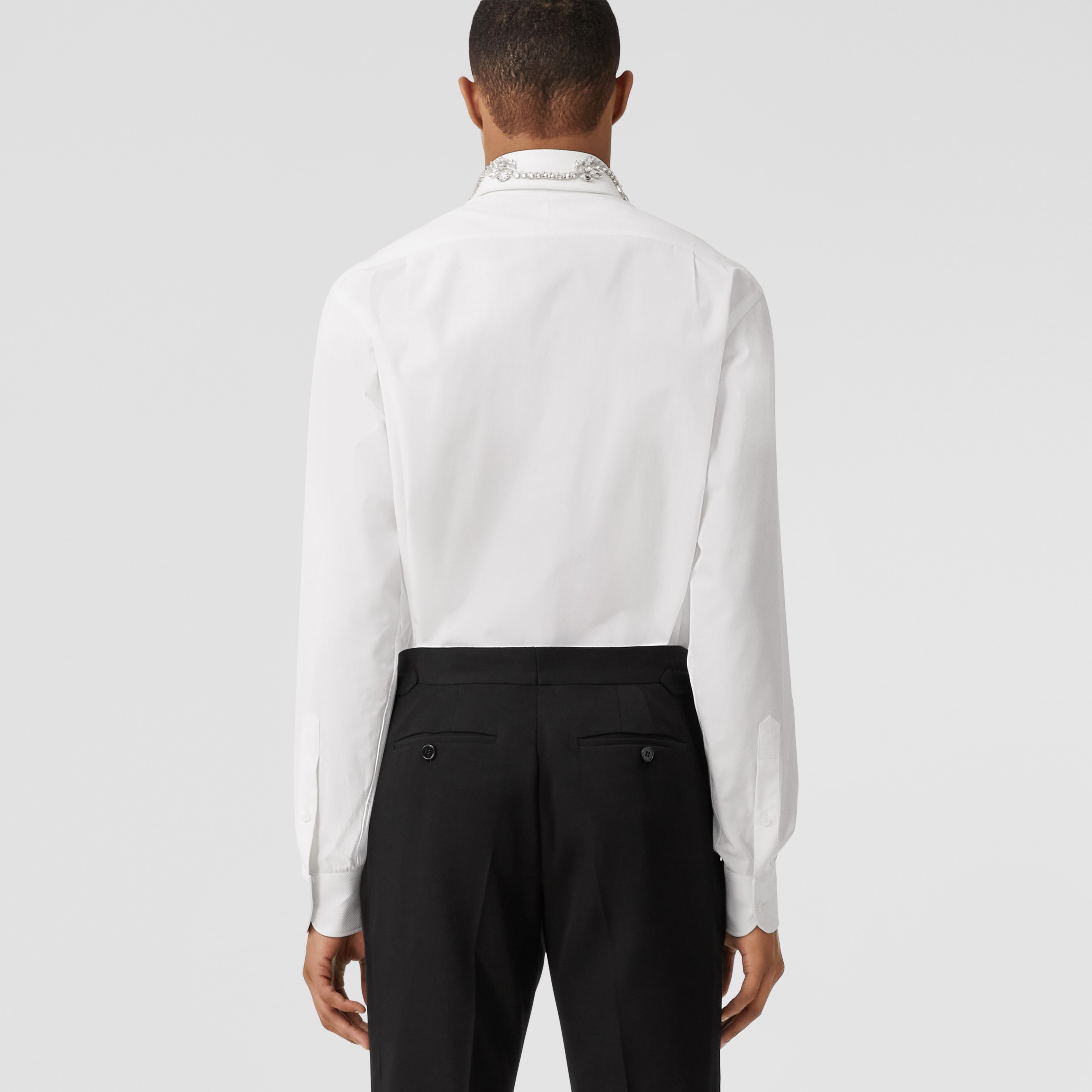 Slim Fit Crystal EKD Cotton Shirt in White - Men | Burberry® Official