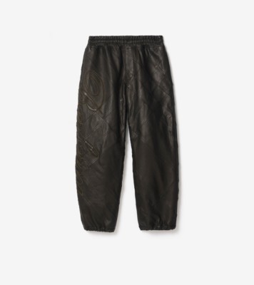 Cursive Logo Leather Trousers in Black - Men | Burberry® Official