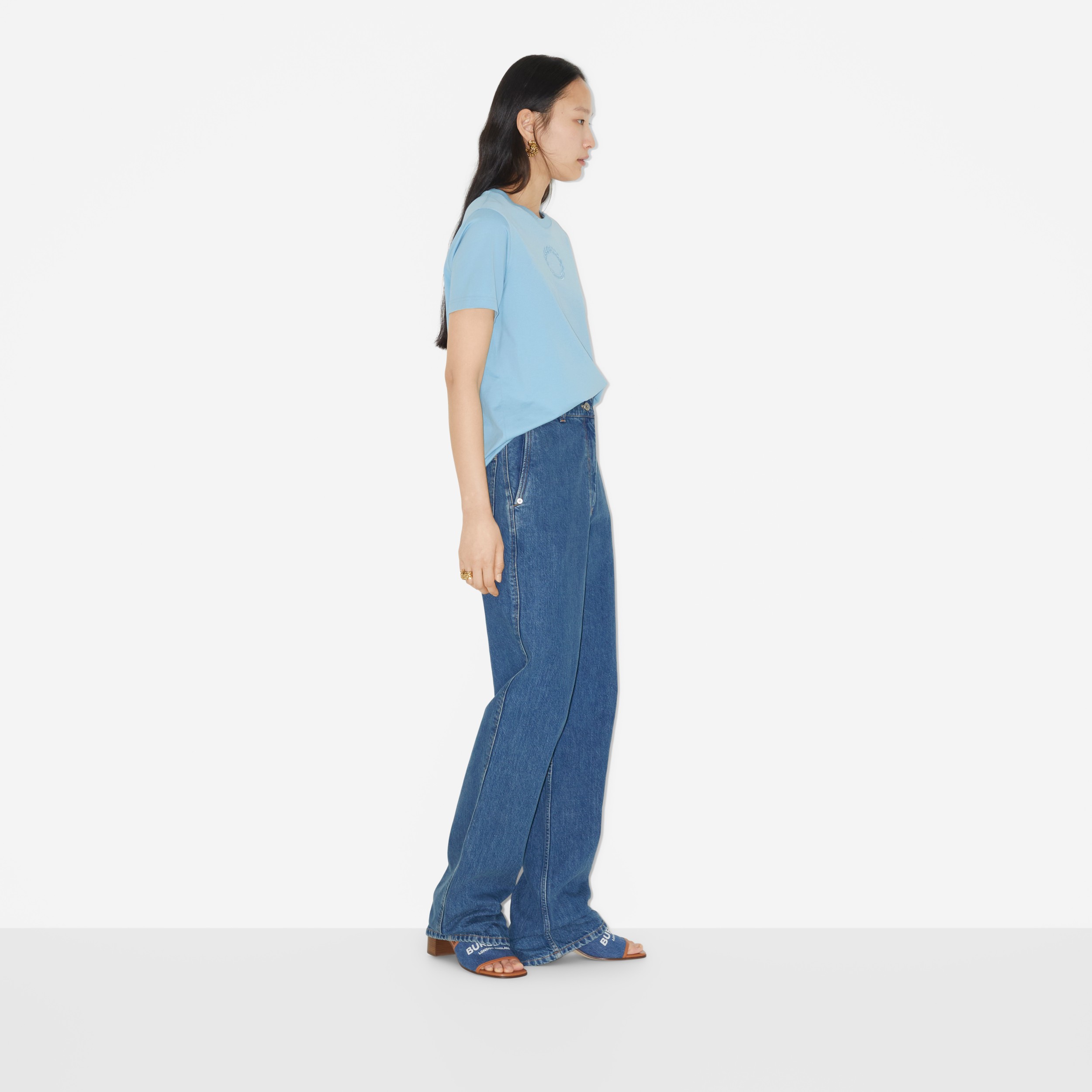Baumwoll-T-Shirt mit Eichenblatt-Emblem (Kühles Denimblau) - Damen | Burberry® - 3