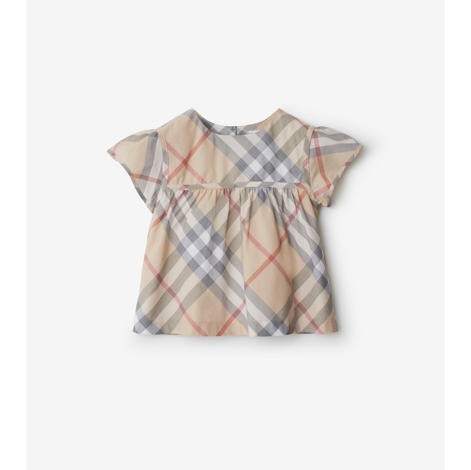 Check Cotton Blouse in Pale stone Burberry Official