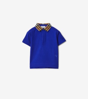 Check Collar Cotton Polo Shirt in Knight | Burberry® Official