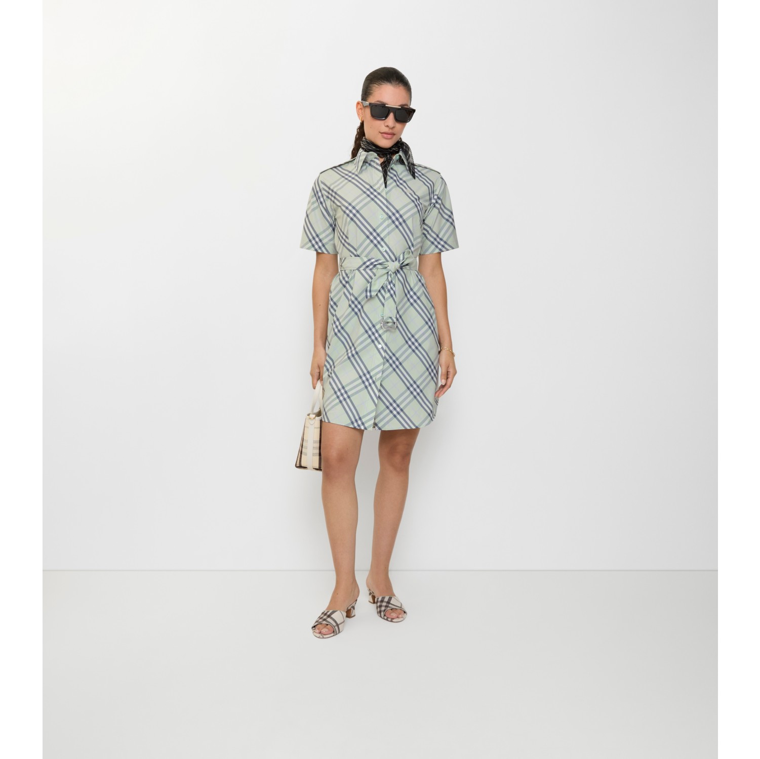 Check Cotton Shirt Dress