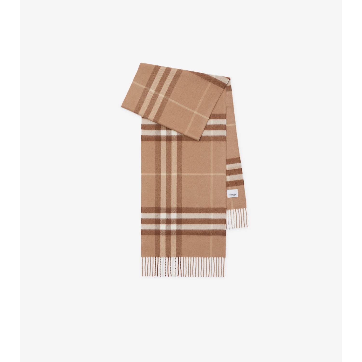 Check Cashmere Scarf in Mid camel | Burberry® Official