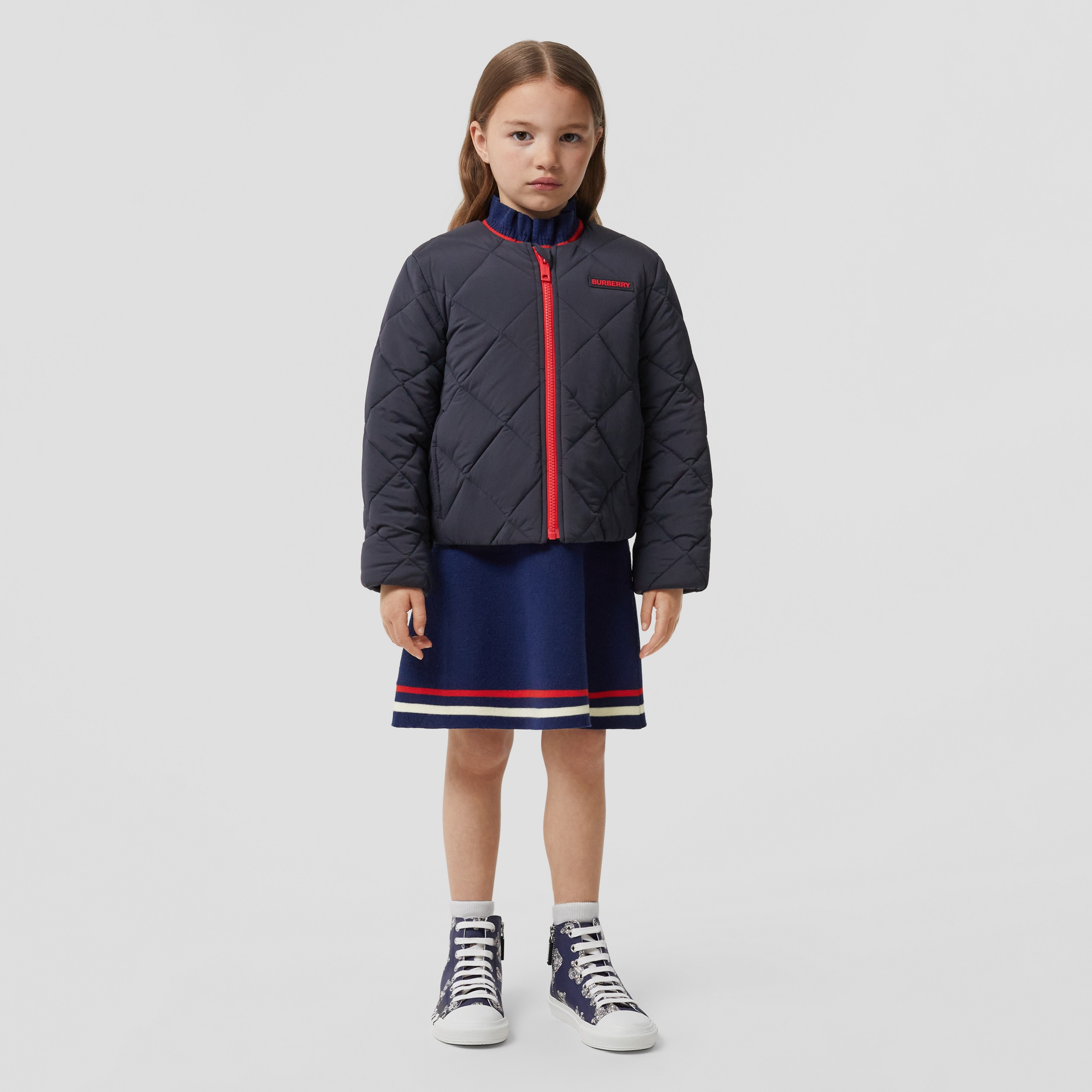 Jacke aus Stretchnylon mit Rautensteppung und Logo-Applikation (Mitternachtsblau) - Kinder | Burberry® - 3