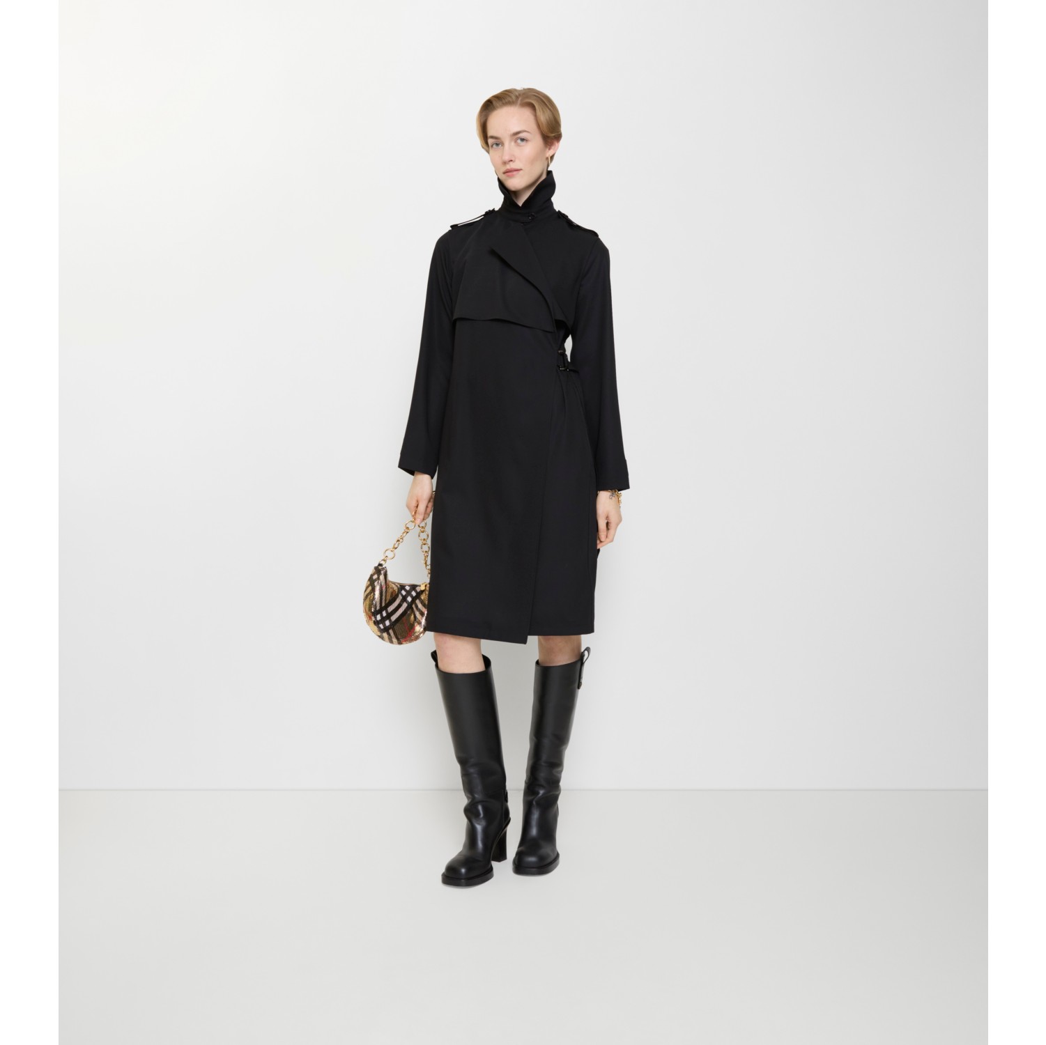 羊毛 Trench 连衣裙