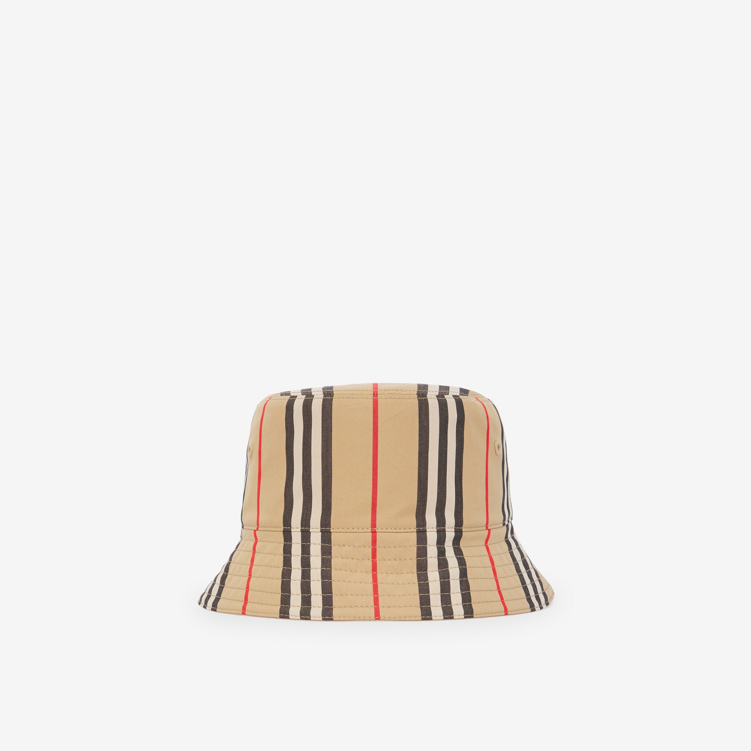 Reversible Icon Stripe Cotton Bucket Hat in Archive Beige/soft Fawn | Burberry® Official - 3