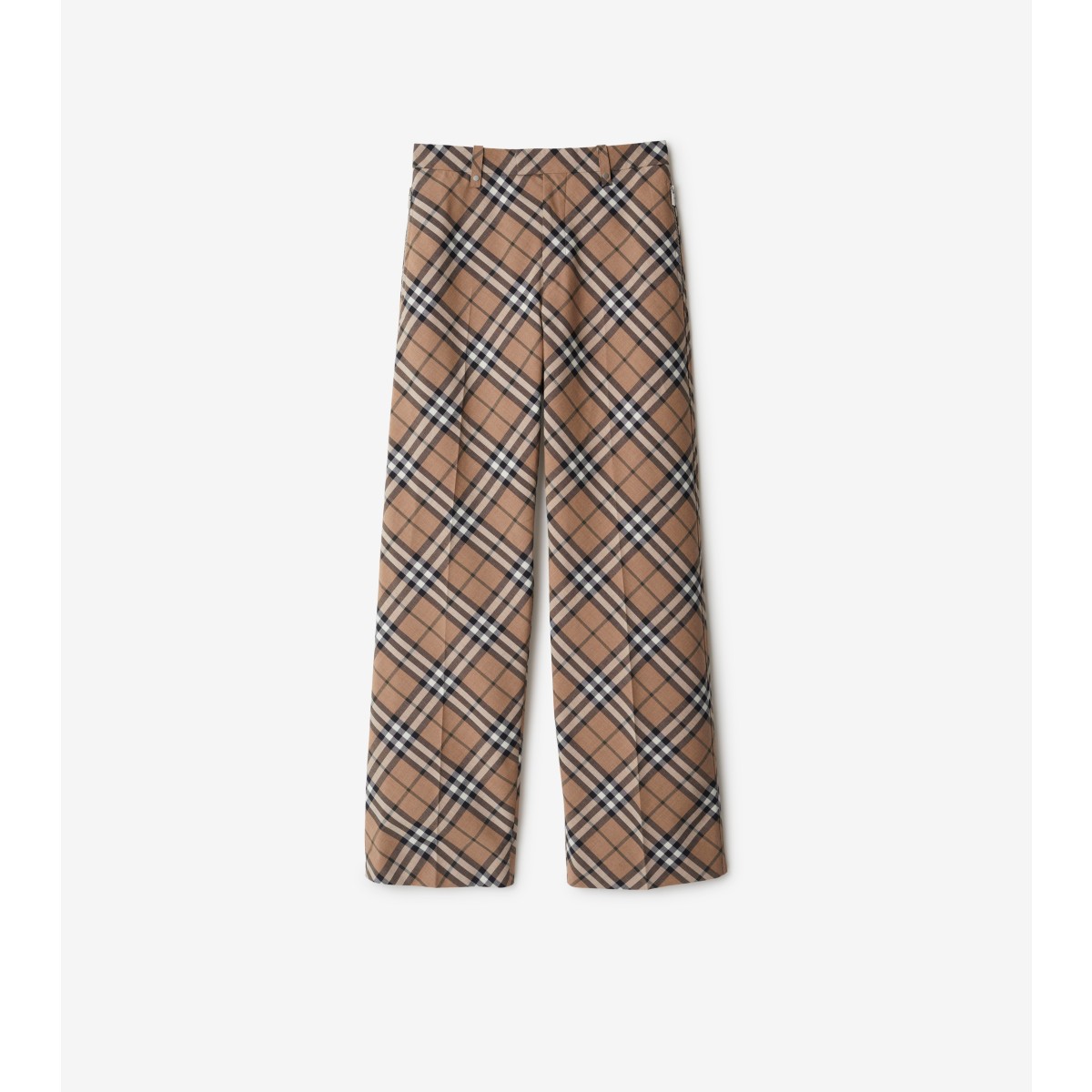 Burberry Tailored Wool Blend Trousers With Nova Check Pattern In Linden