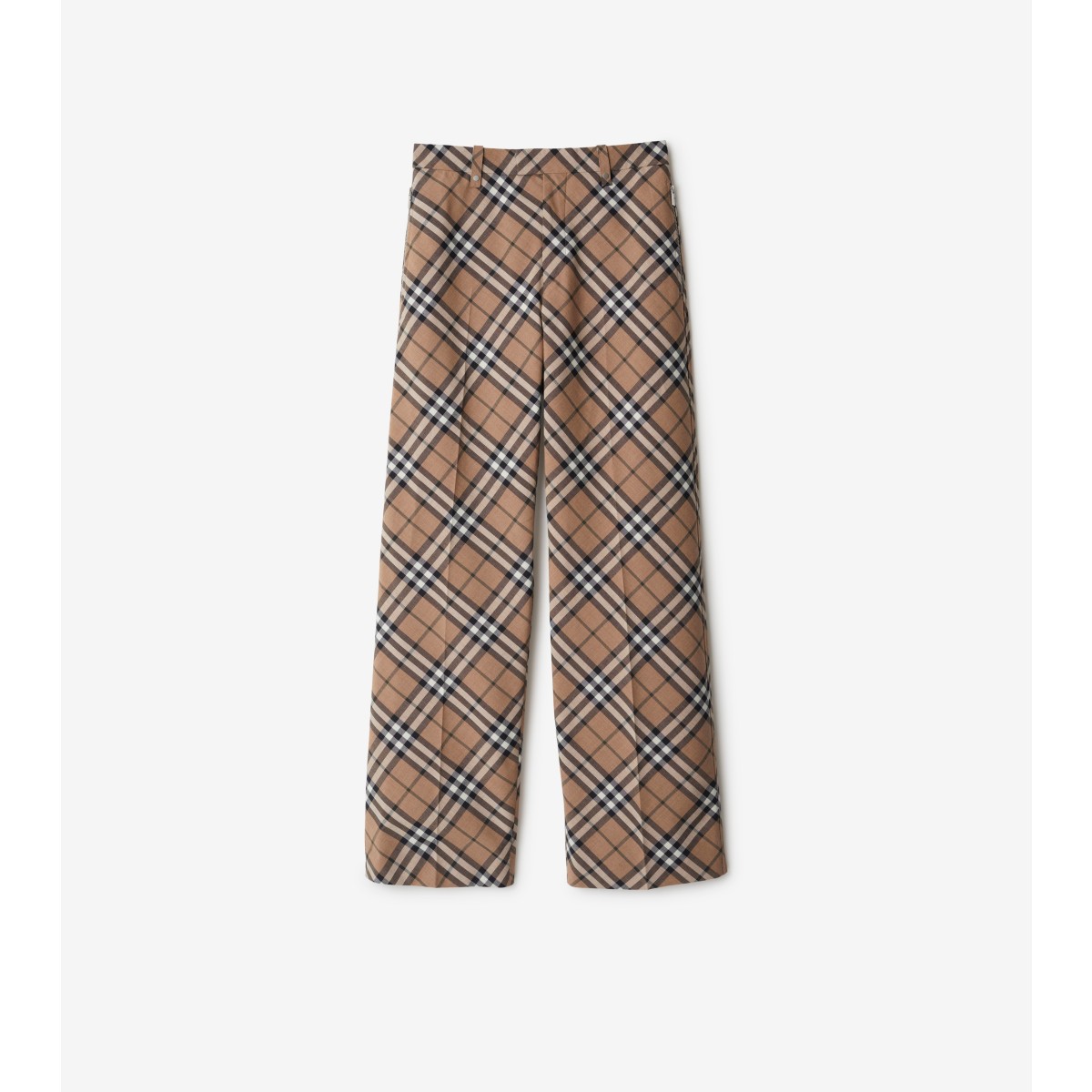 Shop Burberry Check Wool Blend Tailored Trousers In Linden