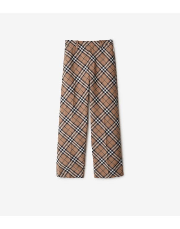 Check Wool Blend Tailored Trousers