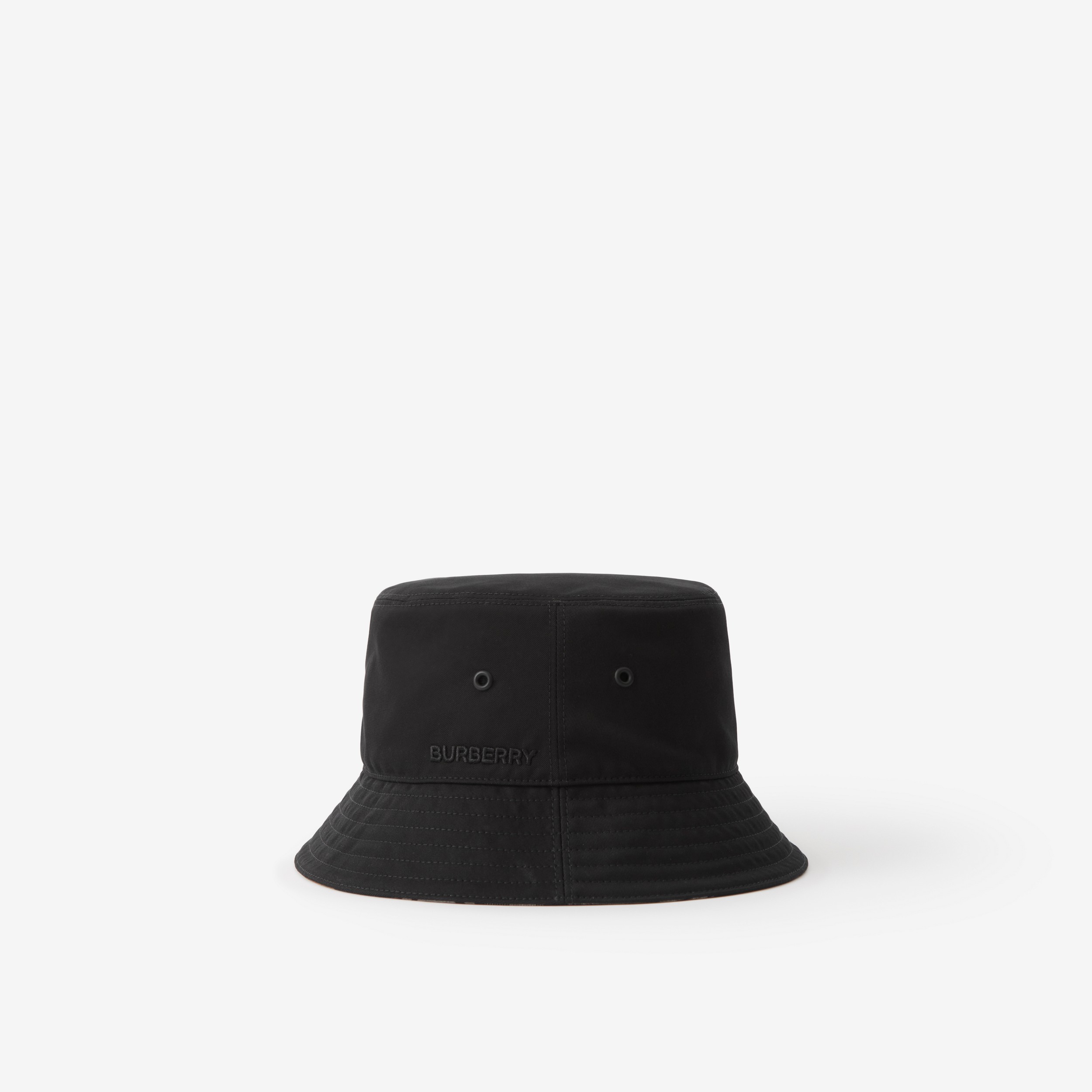 Embroidered Logo Cotton Gabardine Bucket Hat in Black | Burberry® Official - 2