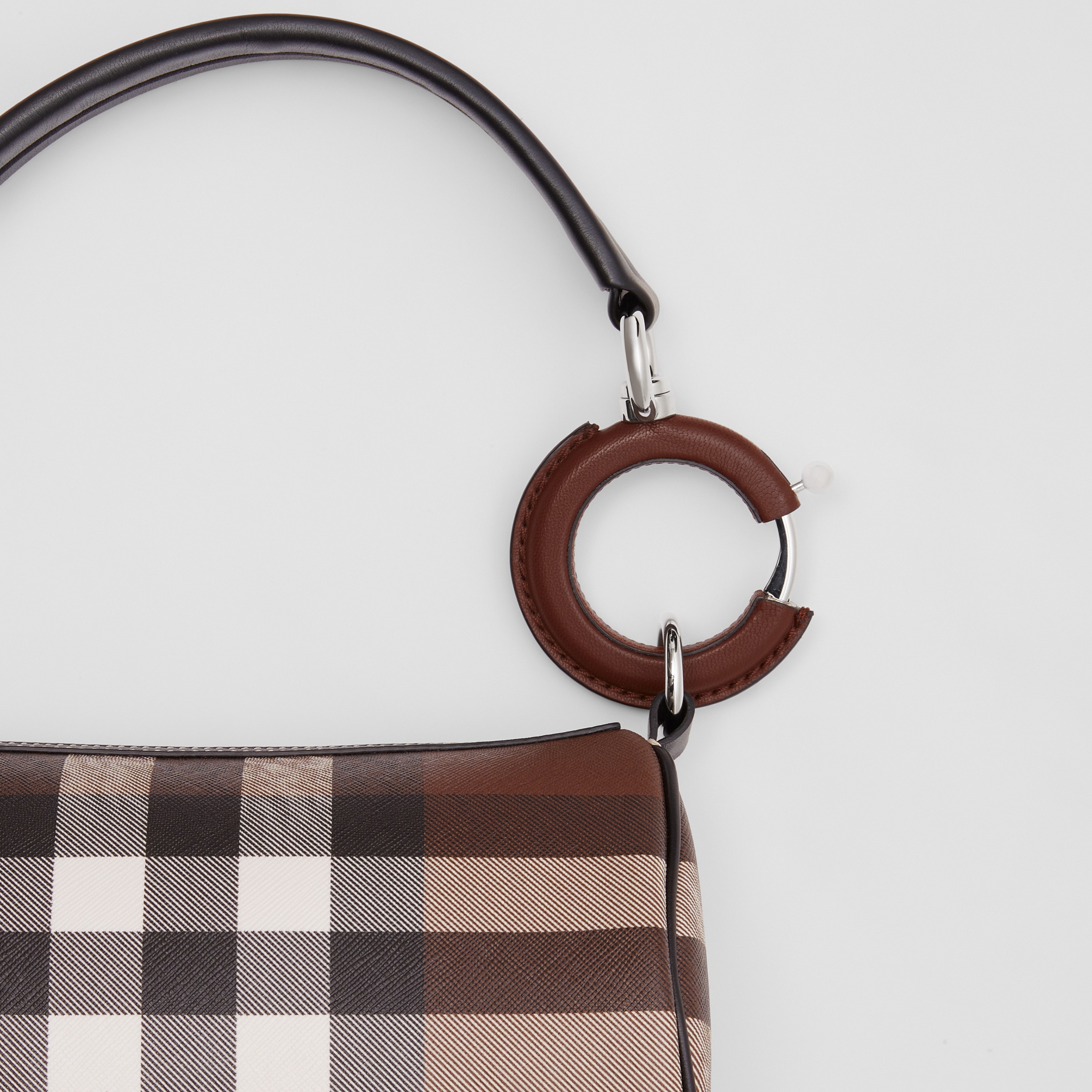 Mini Check and Leather Rhombi Bag in Dark Birch Brown - Women | Burberry® Official - 2