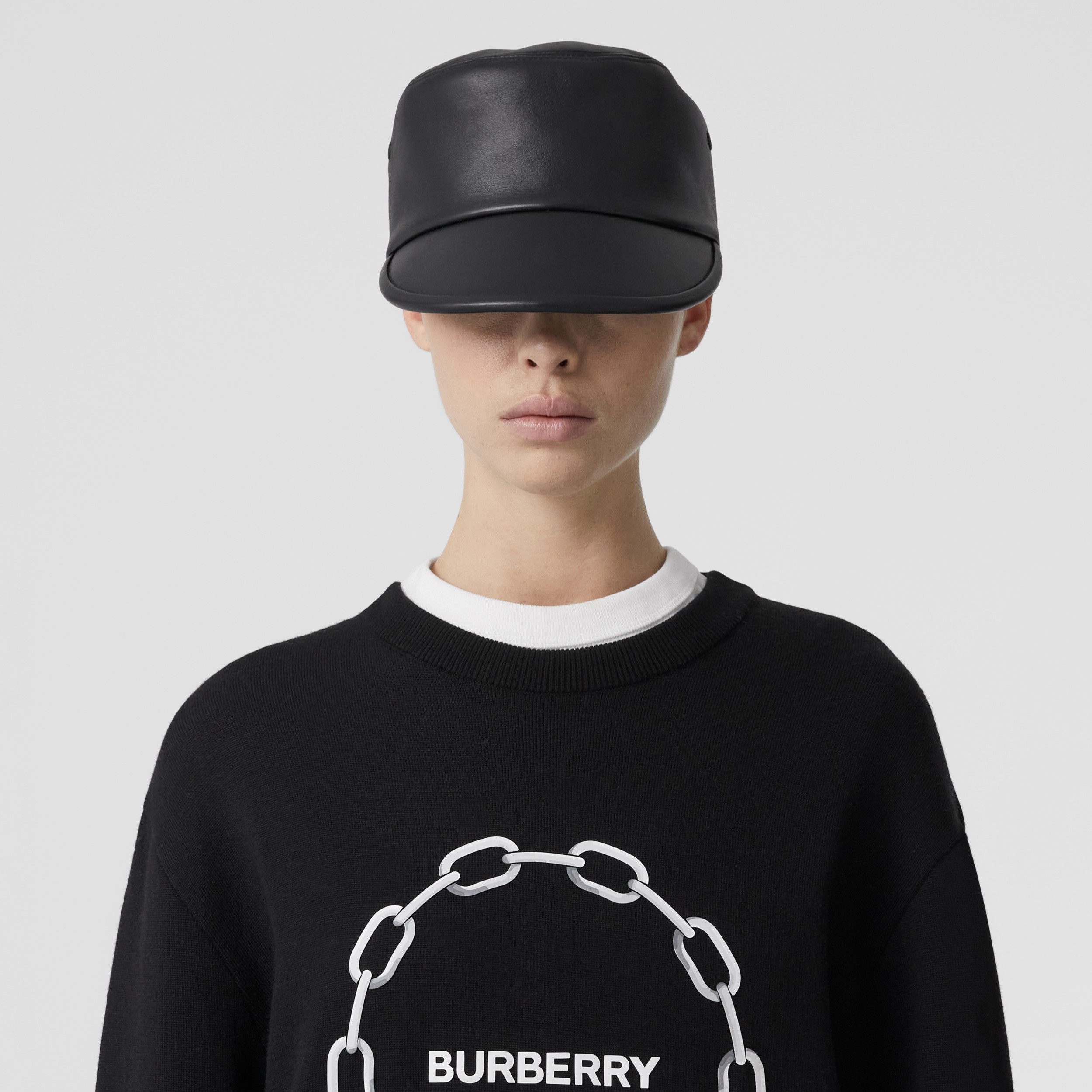 Chain Print Wool Cotton Sweater in Black - Women | Burberry® Official