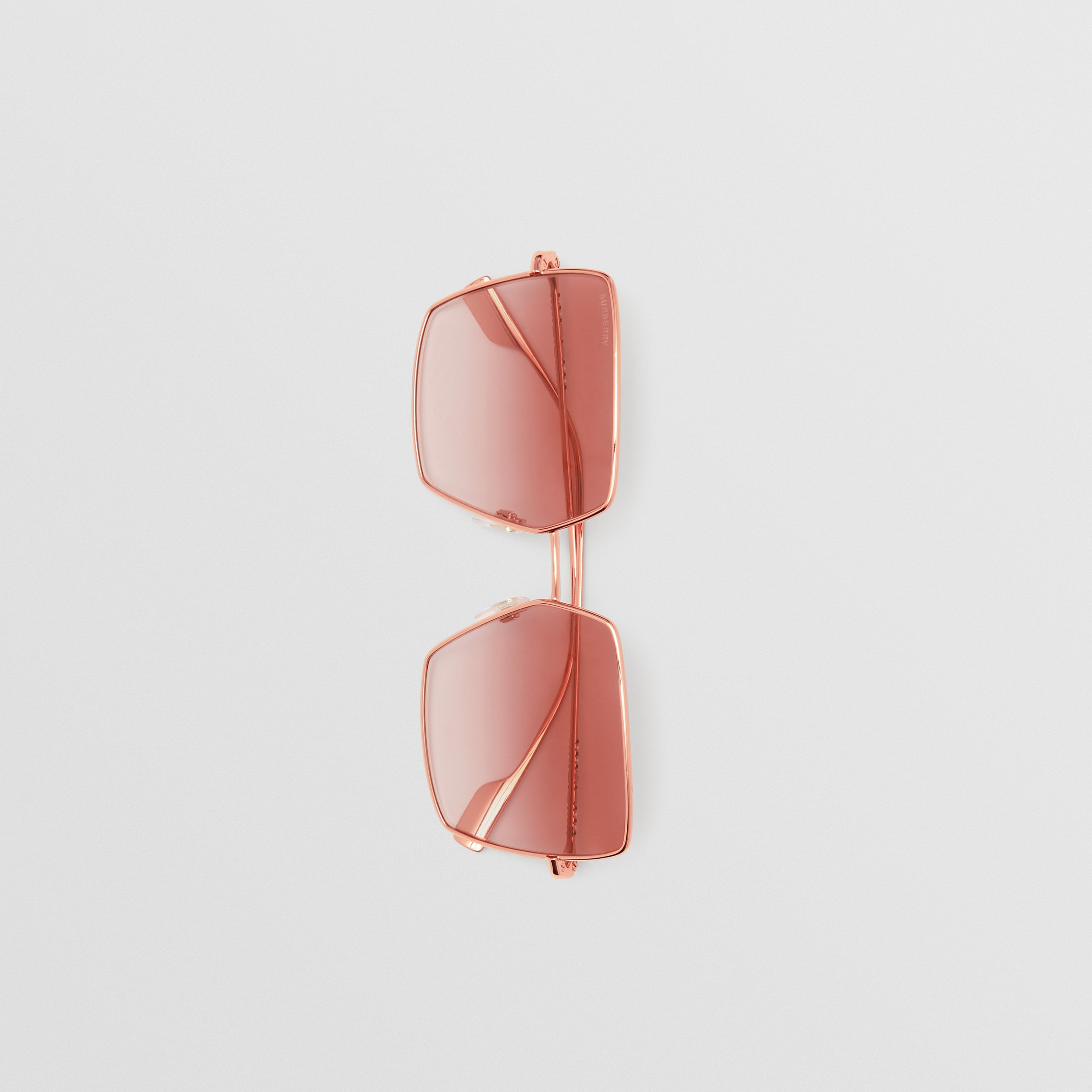 Sonnenbrille mit eckigem Gestell und Streifendetails (Roségold) - Damen | Burberry® - 4