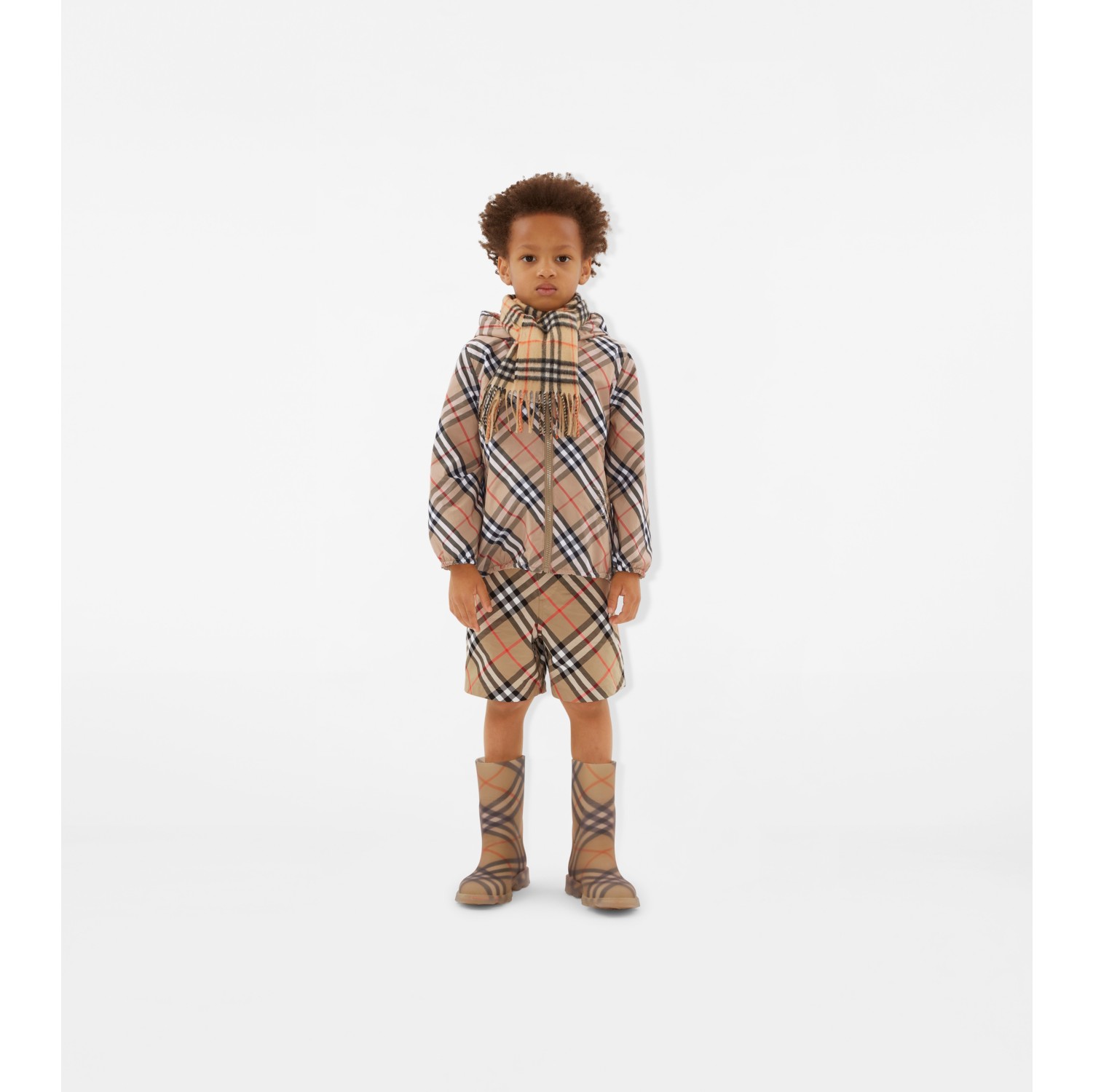 Check Cashmere Scarf in Sand Children Burberry Official