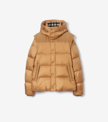 Detachable Sleeve Nylon Puffer Jacket in Warm honey Men