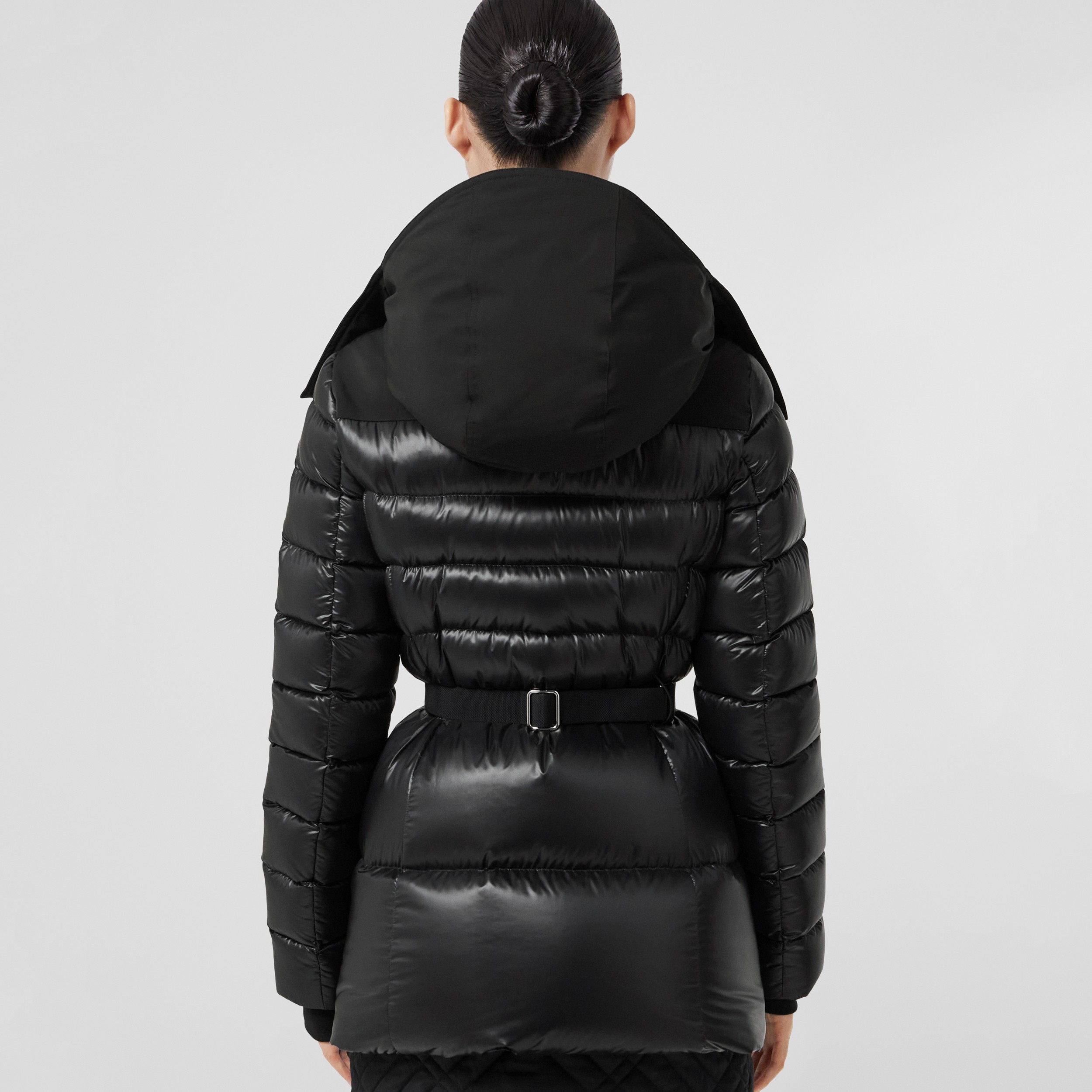 Contrast Hood Nylon Belted Puffer Jacket in Black - Women | Burberry® Official - 3