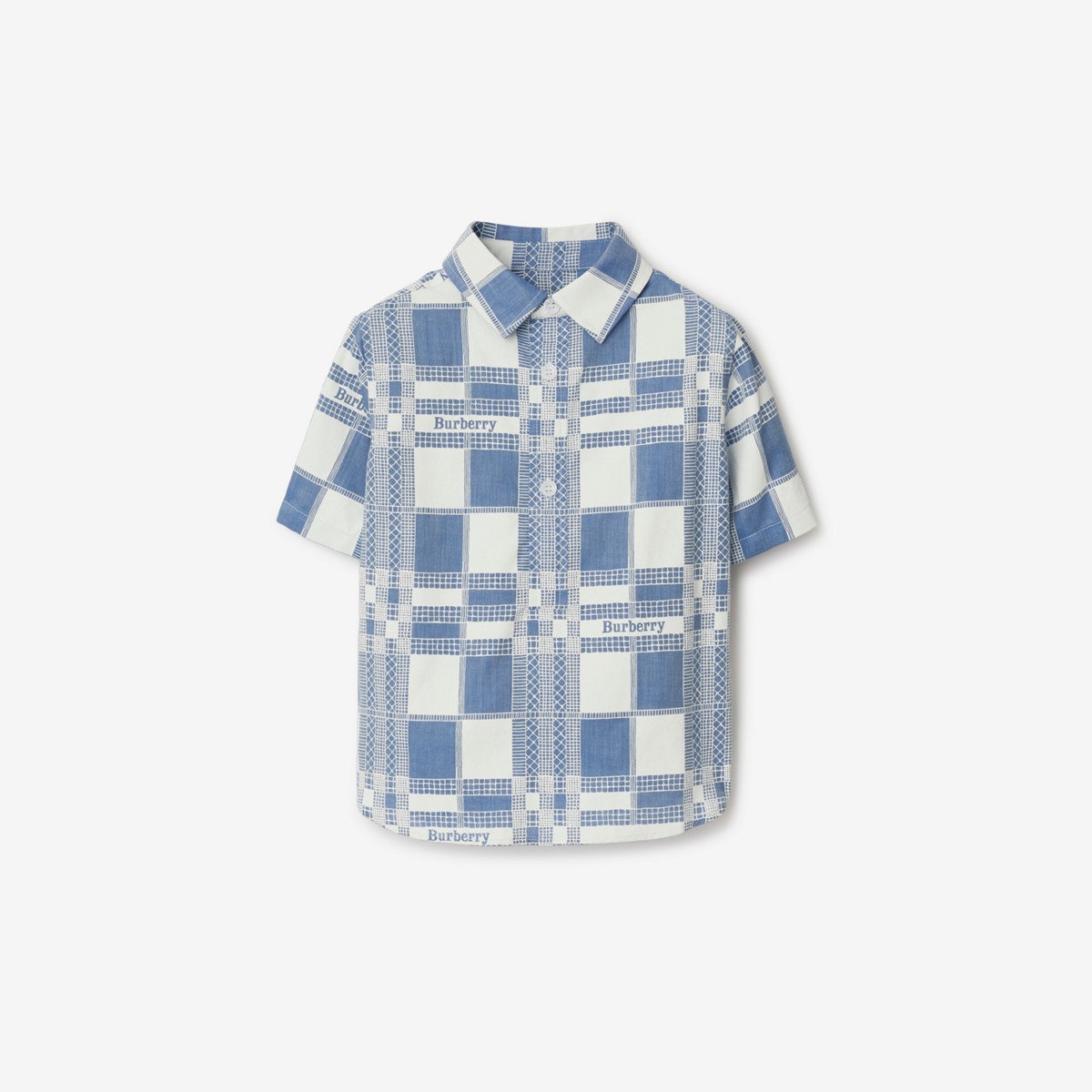Burberry Kids'  Childrens Check Cotton Shirt In Pale Blue