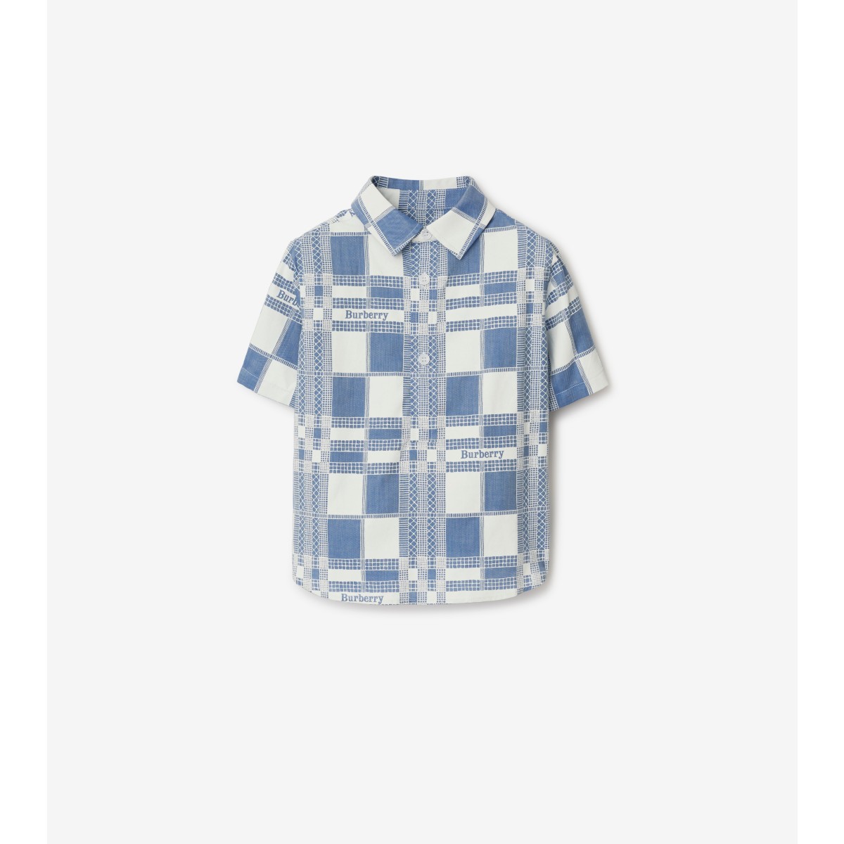 Burberry Kids'  Childrens Check Cotton Shirt In Pale Blue
