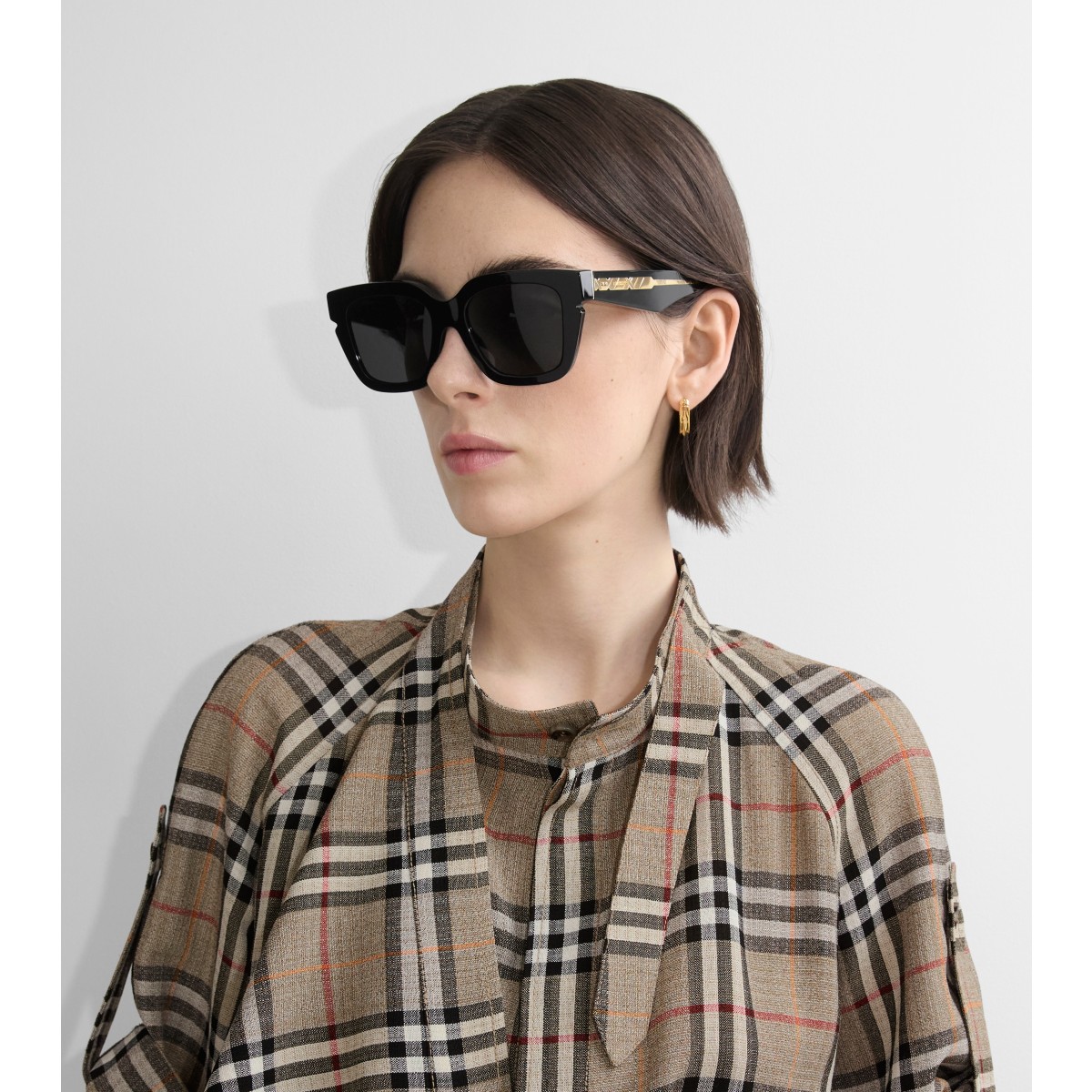  Check Inlaid Square Sunglasses
