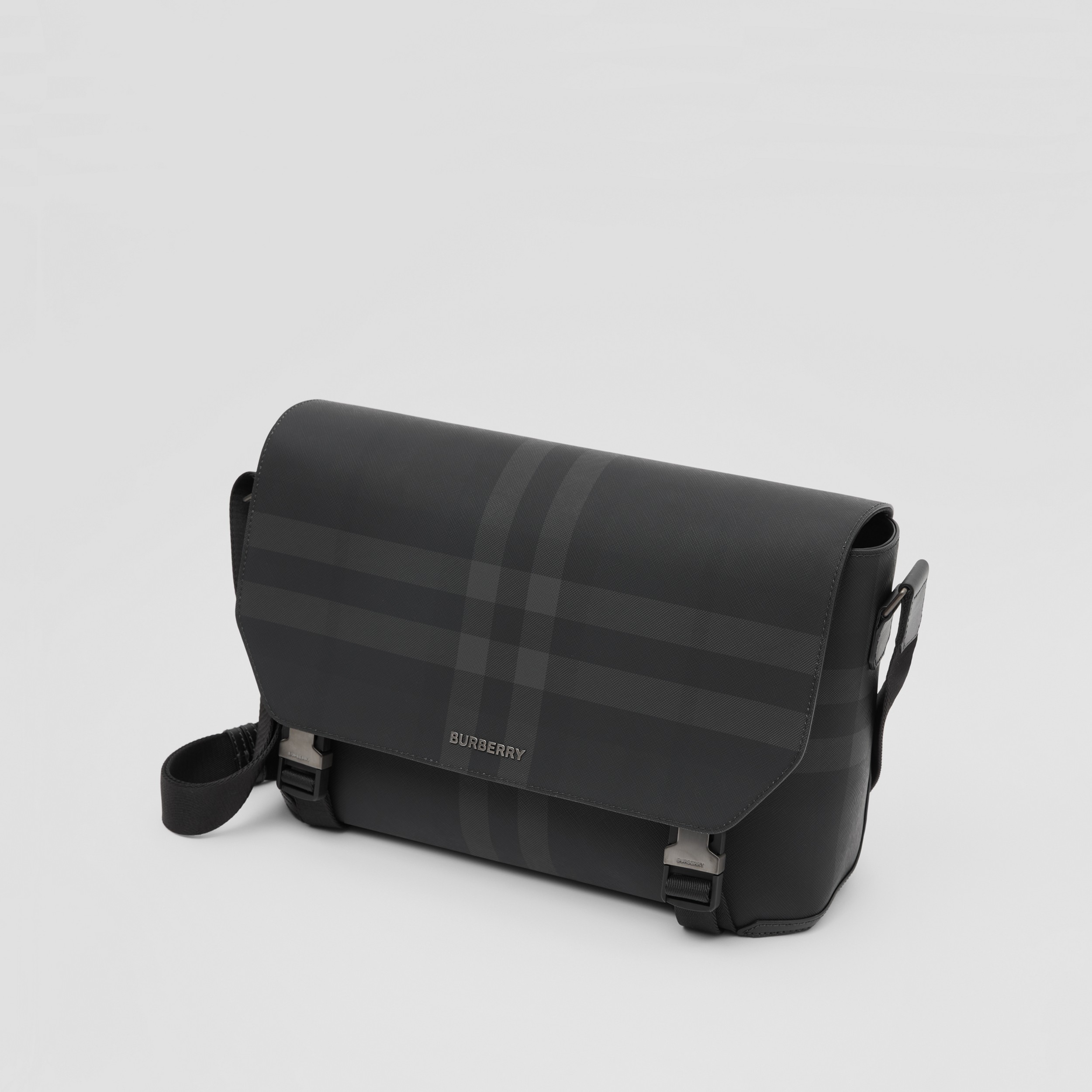 Charcoal Check and Leather Large Messenger Bag - Men | Burberry® Official - 4