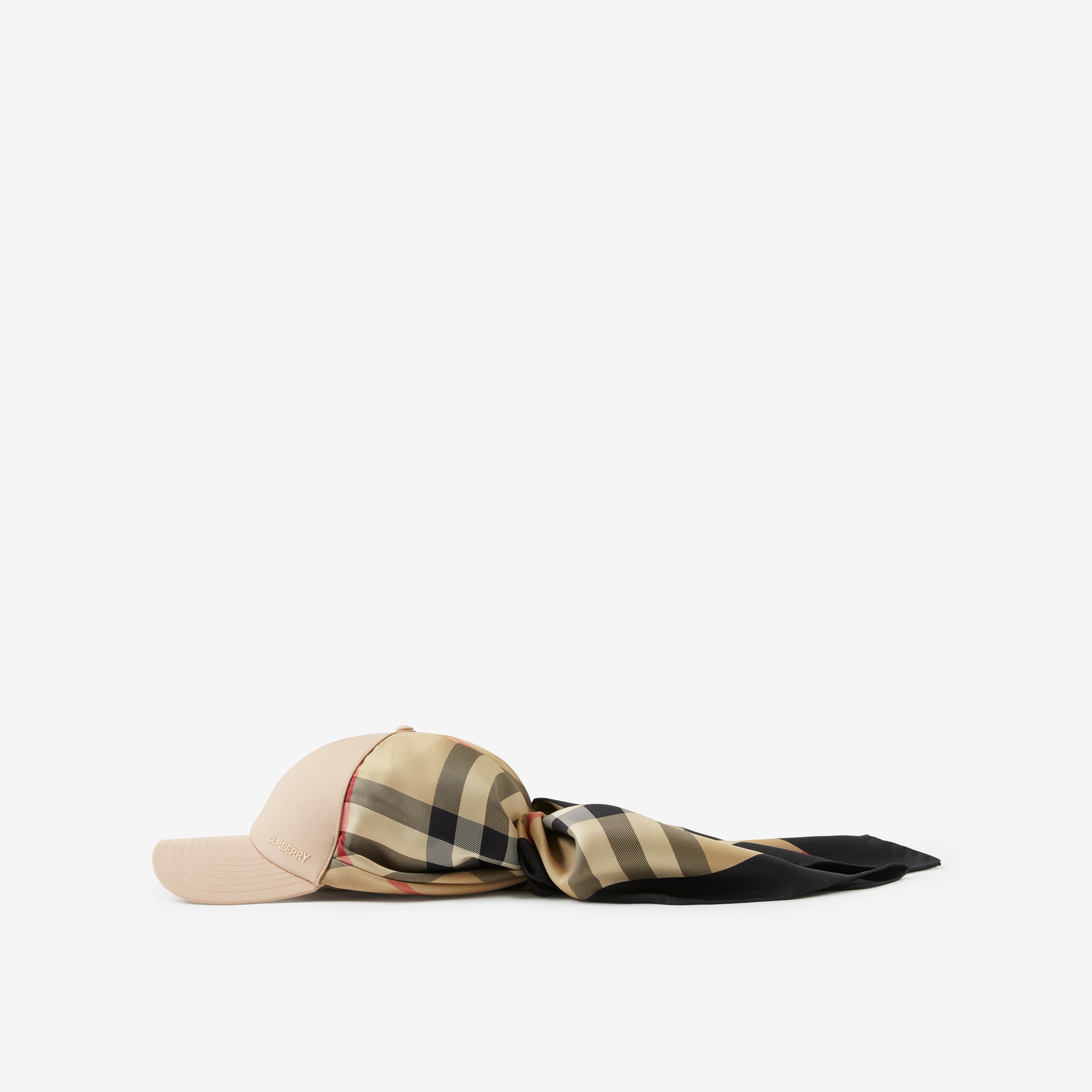 Scarf Tie Detail Cotton Baseball Cap in Archive Beige | Burberry® Official - 4