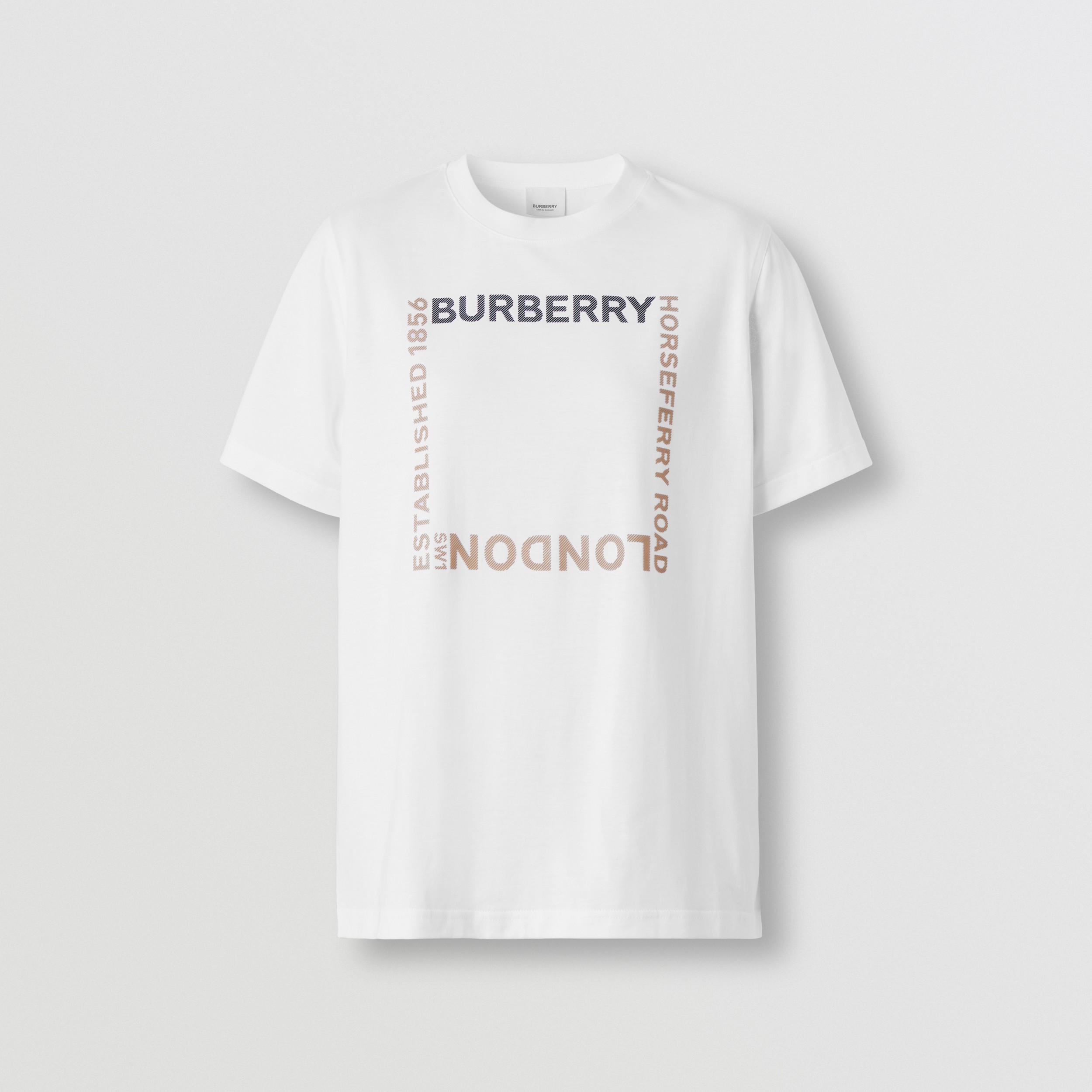 Horseferry Square Print Cotton T-shirt in White - Women | Burberry® Official - 4