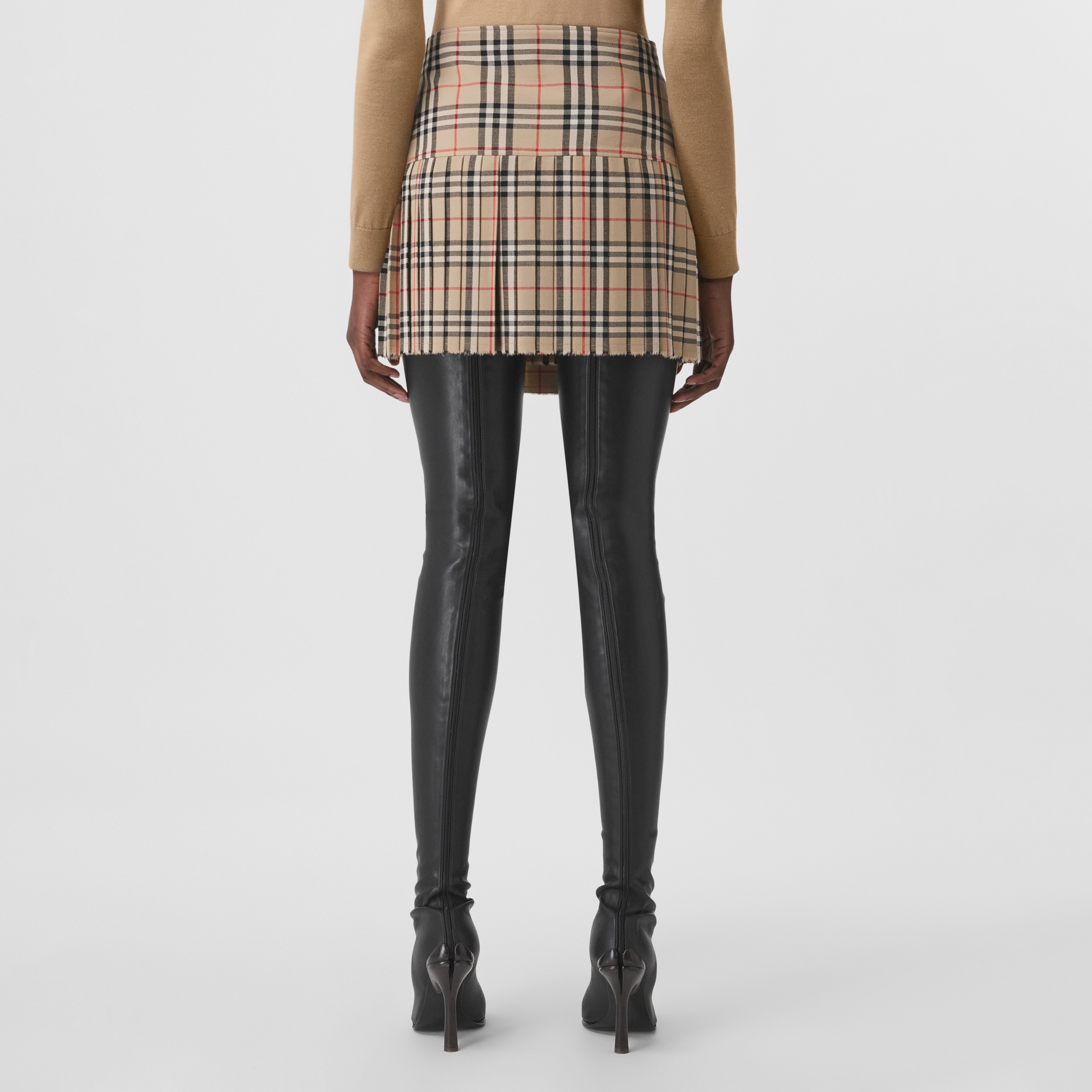 Falda escocesa en lana a cuadros Vintage Checks (Beige) - Mujer | Burberry® oficial - 3