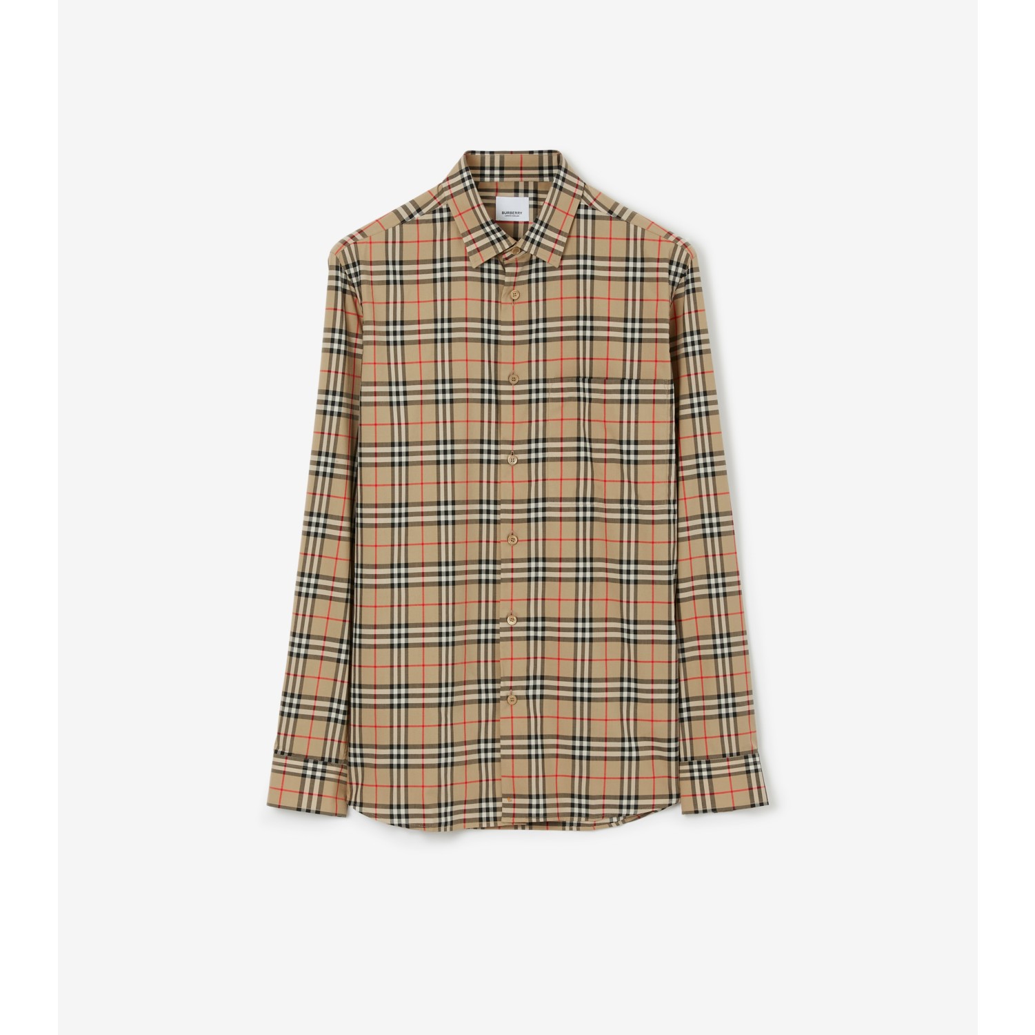 チェック コットンシャツ (アーカイブベージュ) - メンズ, コットン | Burberry®公式サイト