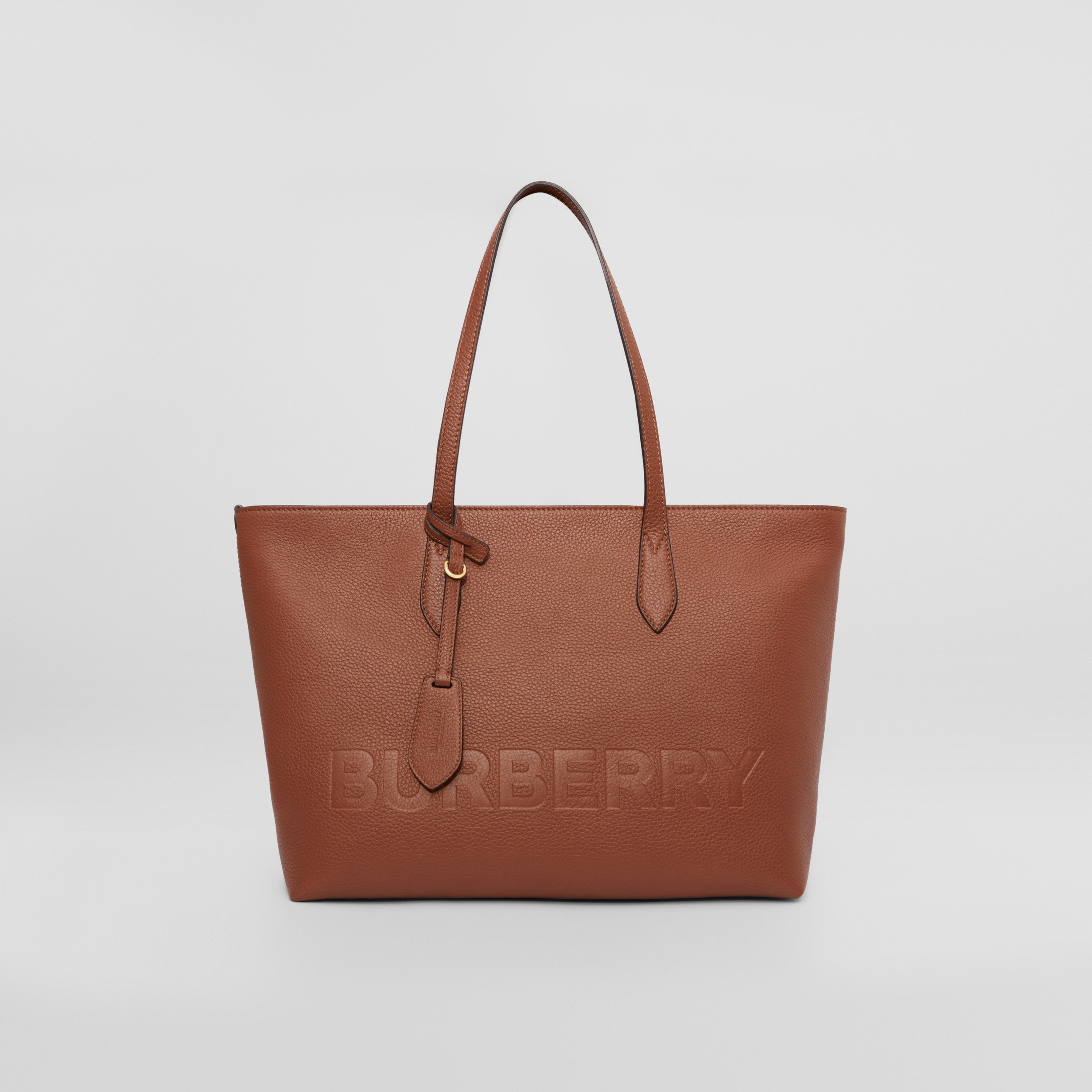 Medium Logo Embossed Leather Tote in Tan Women Burberry® Official