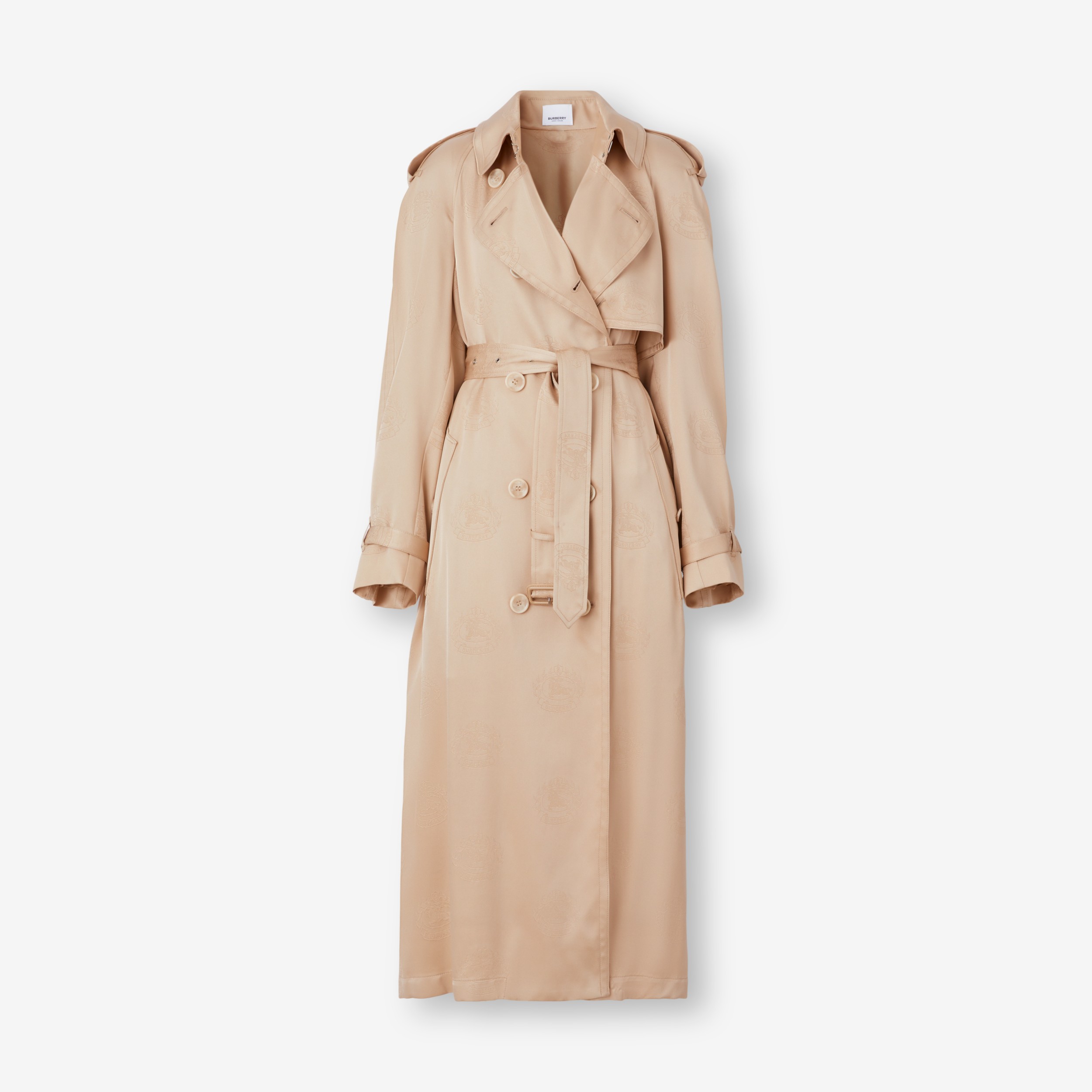 EKD Silk Satin Jacquard Trench Coat in Soft Fawn - Women | Burberry® Official - 1