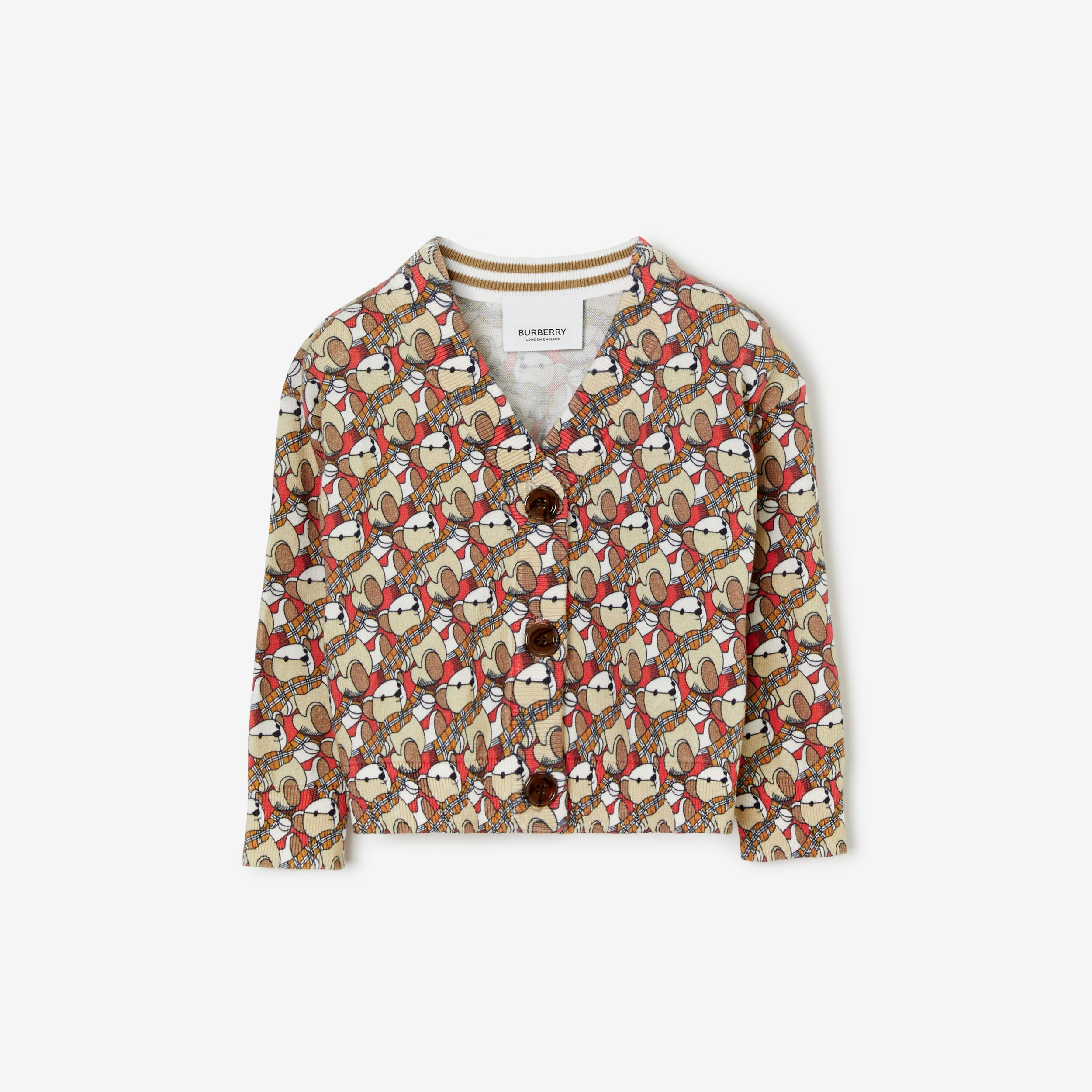 Thomas 泰迪熊印花棉质开衫 (红橙色) | Burberry® 博柏利官网 - 1