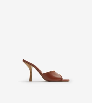 Leather Cabana Mules in Chestnut - Women | Burberry® Official