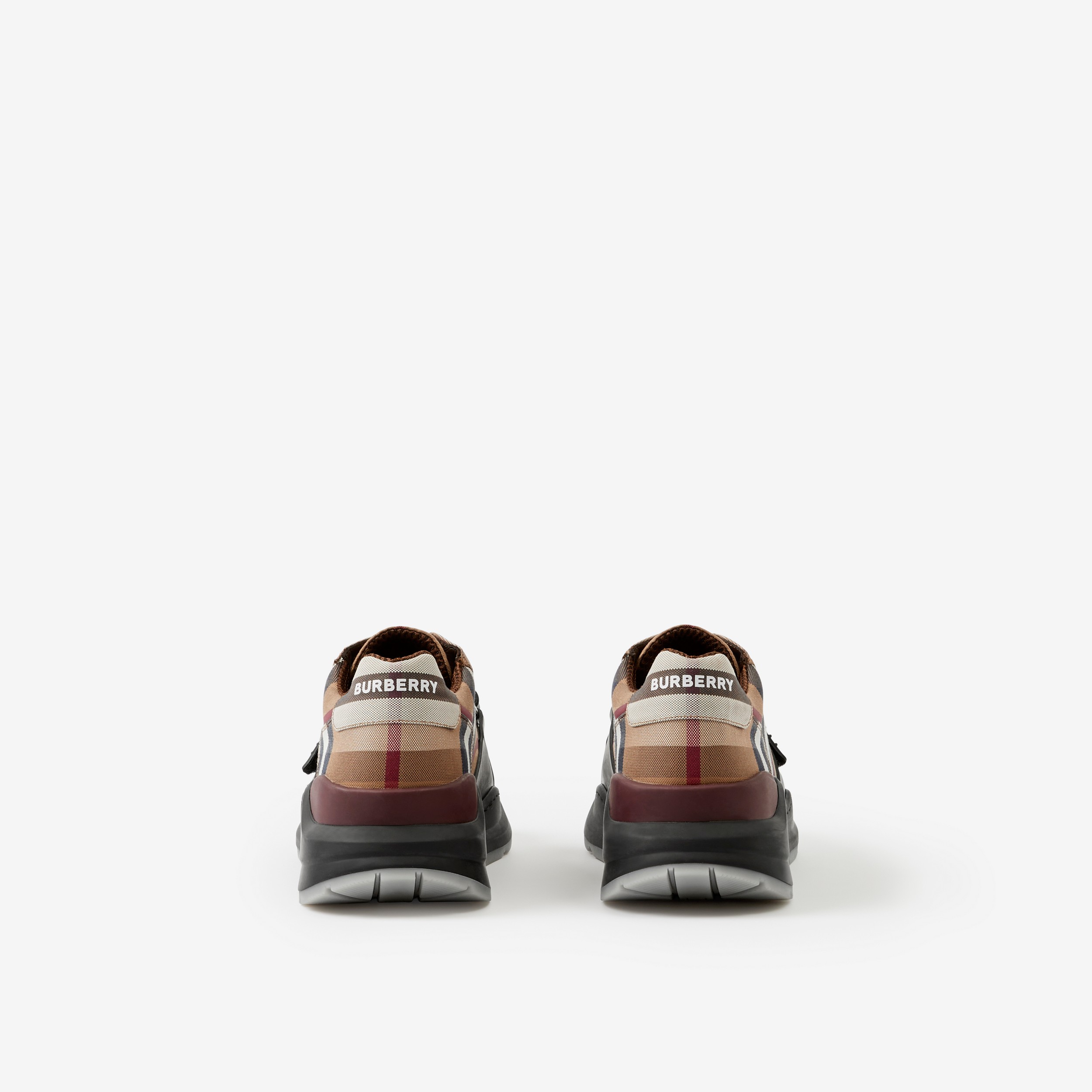 Check Cotton Sneakers in Birch Brown - Men | Burberry® Official - 3
