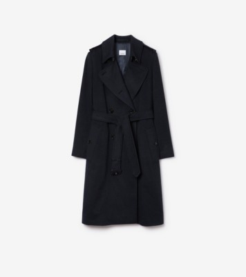 Long Cashmere Blend Kensington Trench Coat in Dark charcoal 