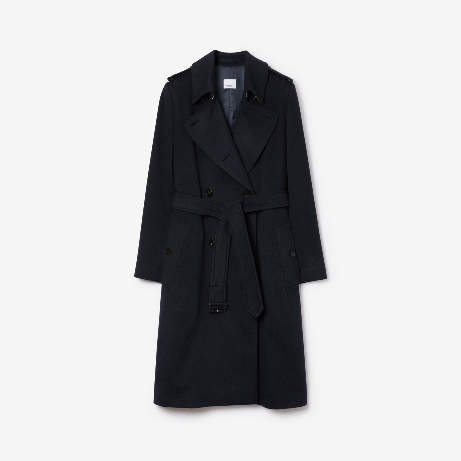 Long Cashmere Blend Kensington Trench Coat in Dark charcoal blue - Women | Burberry® Official