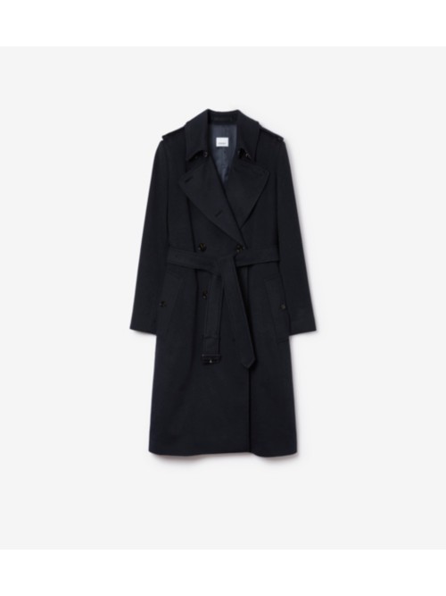 Burberry Long Cashmere Blend Kens In Dark Charcoal Blue