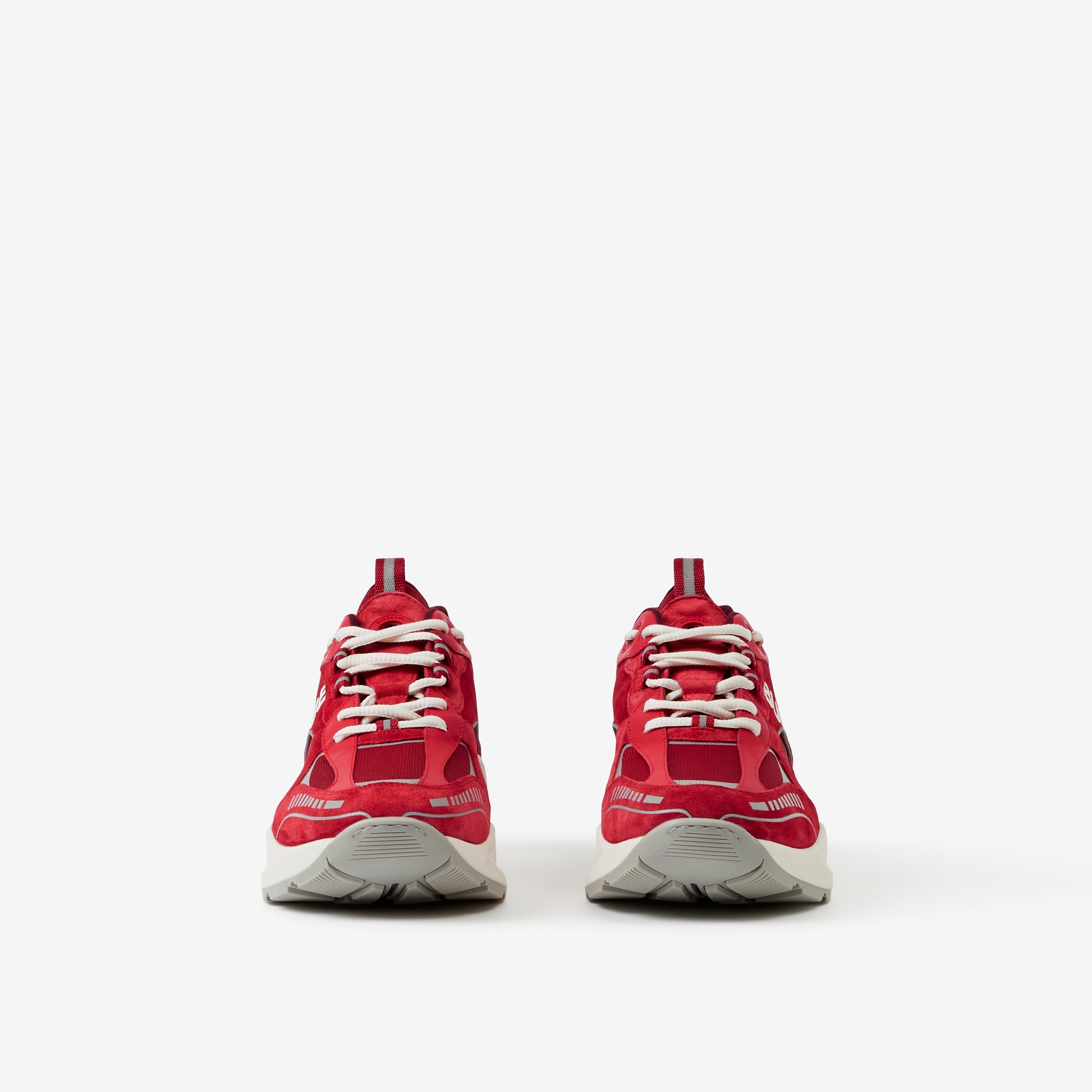 Zapatillas deportivas en ante y piel con logotipo (Rojo Chile) - Hombre | Burberry® oficial - 2
