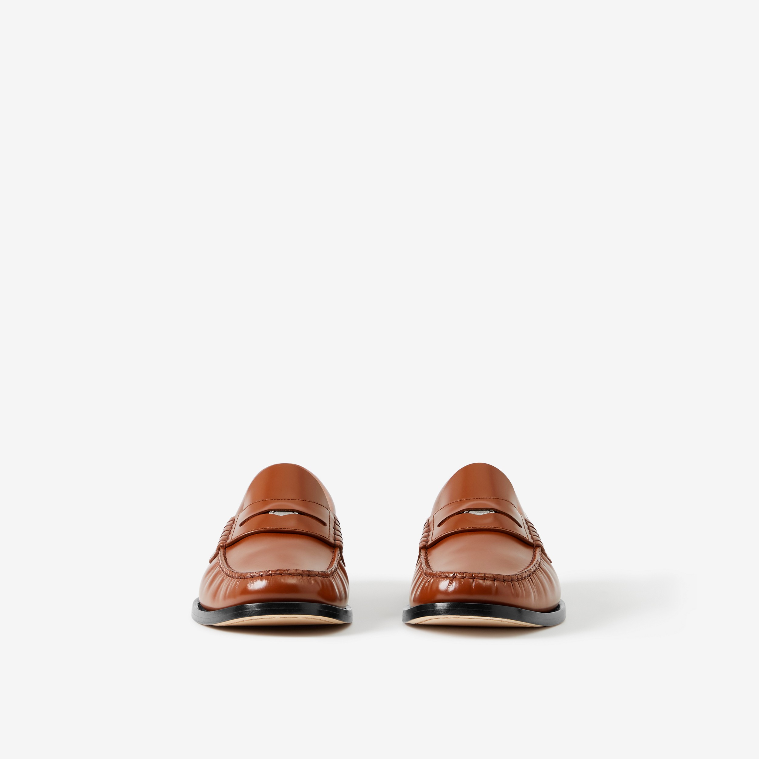 Coin Detail Leather Penny Loafers in Warm Oak Brown - Men | Burberry® Official - 2